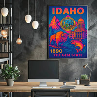 Idaho Neon Poster Celebration of History and Nature PosterGoat