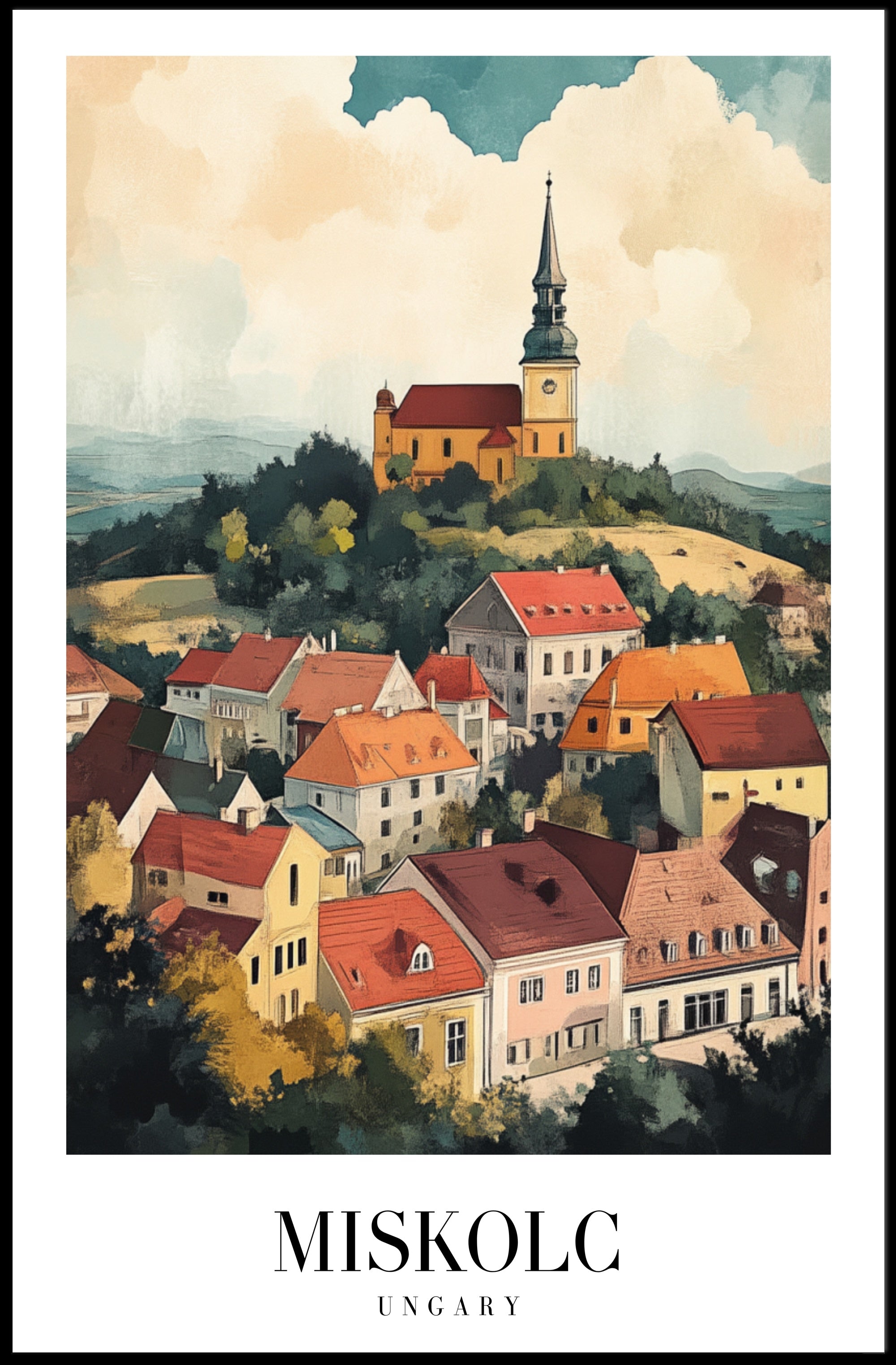 Idyllic Cityscape of Miskolc: European Urban Travel Poster PosterGoat