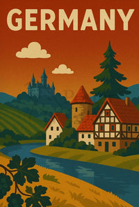 Idyllic German Countryside Vintage Travel Poster PosterGoat