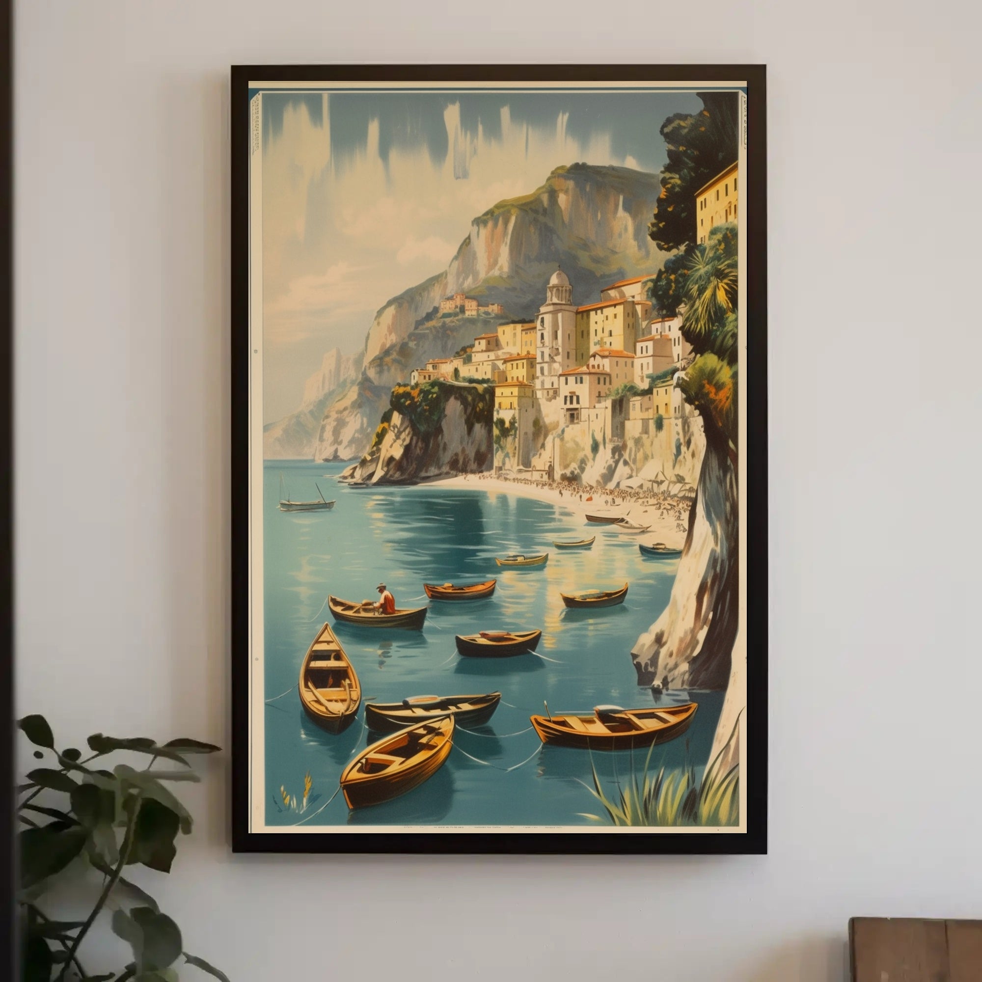 Idyllic Italian Coastal Town Vintage Travel Poster PosterGoat