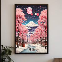 Idyllic Winter Landscape with Cherry Blossoms Cultural Poster PosterGoat