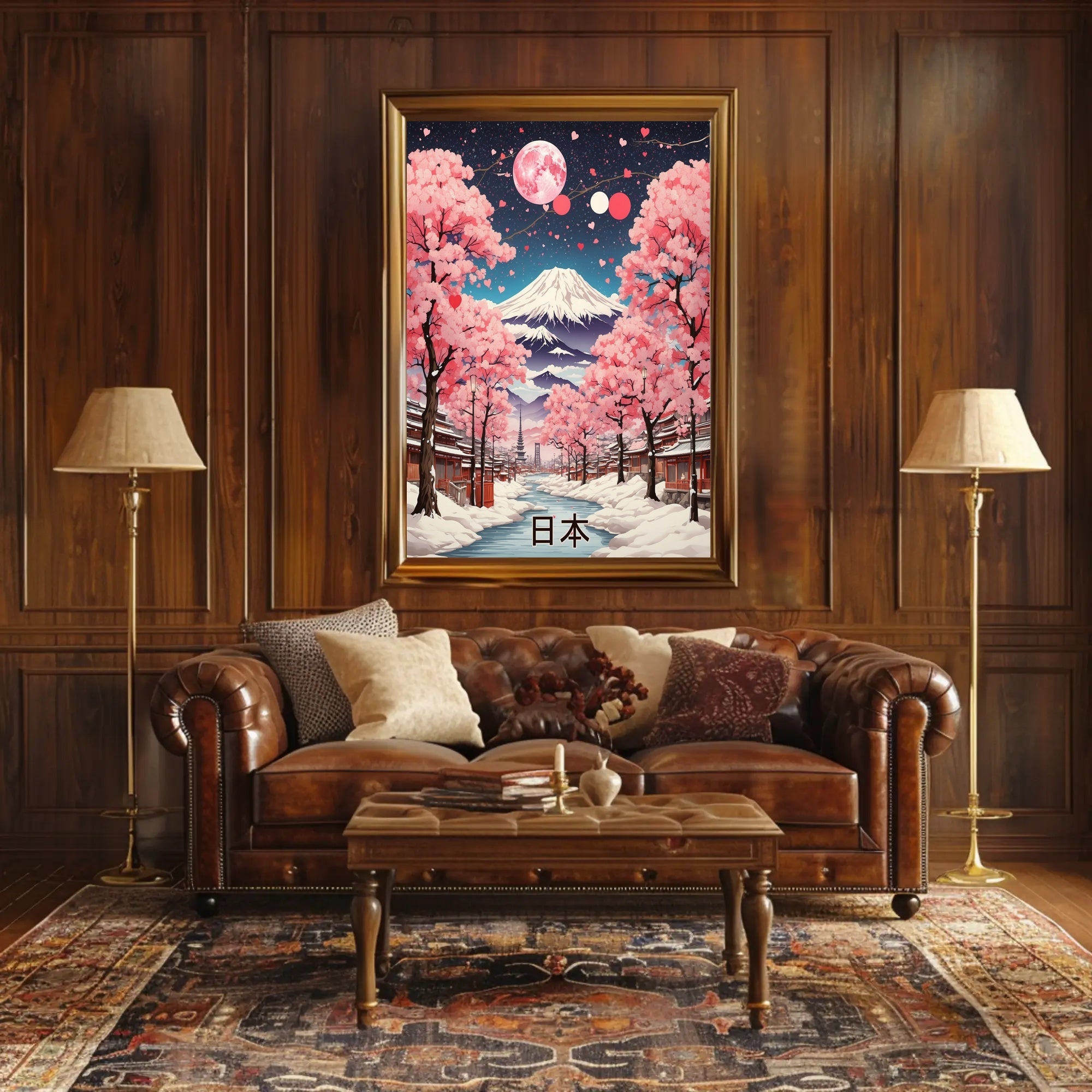 Idyllic Winter Landscape with Cherry Blossoms Cultural Poster PosterGoat