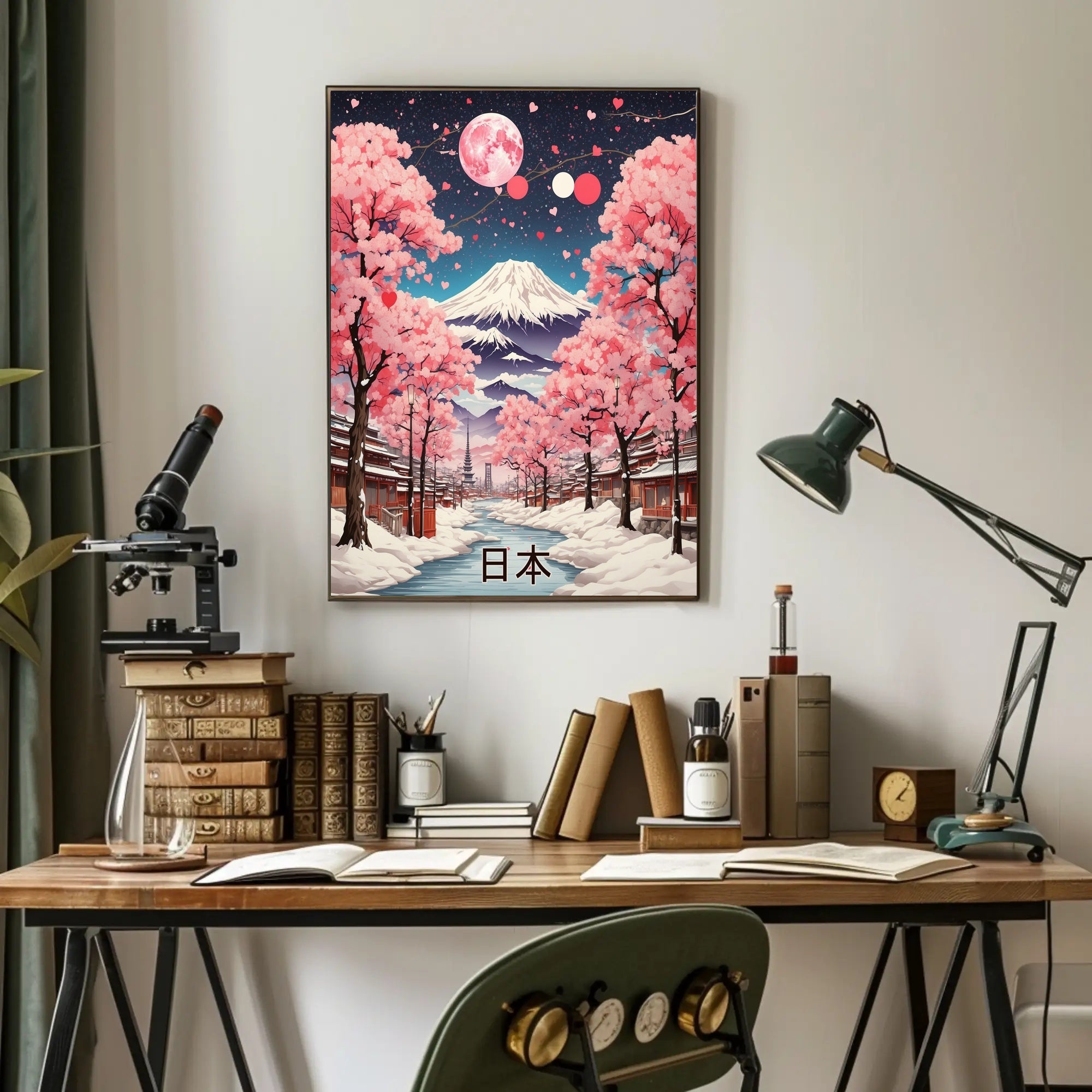 Idyllic Winter Landscape with Cherry Blossoms Cultural Poster PosterGoat