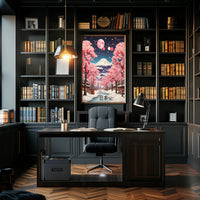 Idyllic Winter Landscape with Cherry Blossoms Cultural Poster PosterGoat