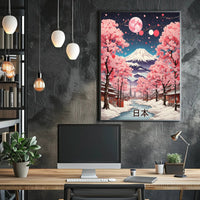 Idyllic Winter Landscape with Cherry Blossoms Cultural Poster PosterGoat