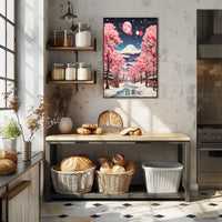Idyllic Winter Landscape with Cherry Blossoms Cultural Poster PosterGoat