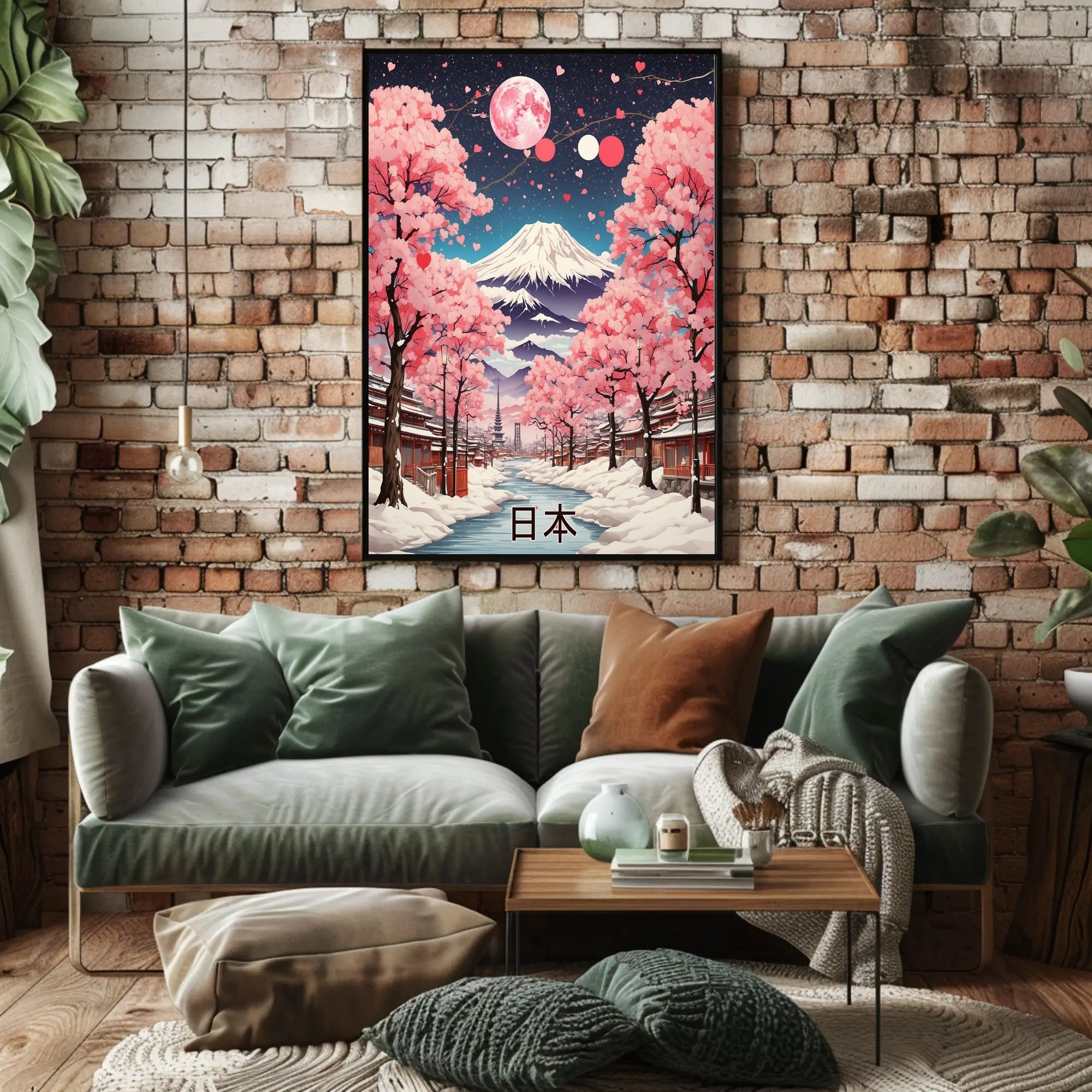 Idyllic Winter Landscape with Cherry Blossoms Cultural Poster PosterGoat