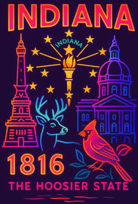 Indiana 1816 Vibrant Heritage Poster - Cultural or Heritage Poster PosterGoat