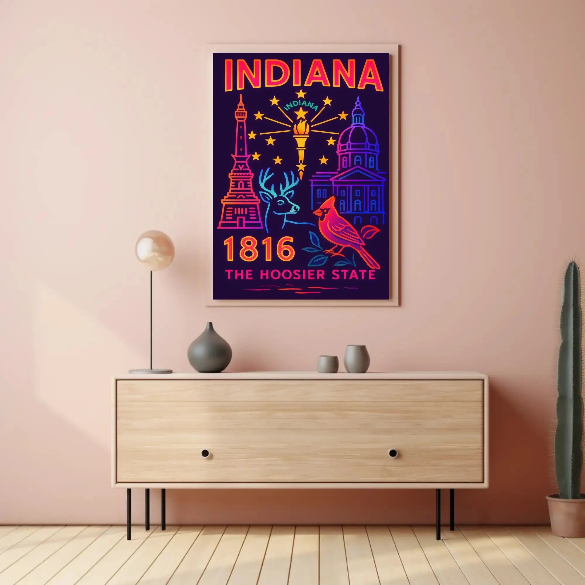 Indiana 1816 Vibrant Heritage Poster - Cultural or Heritage Poster PosterGoat