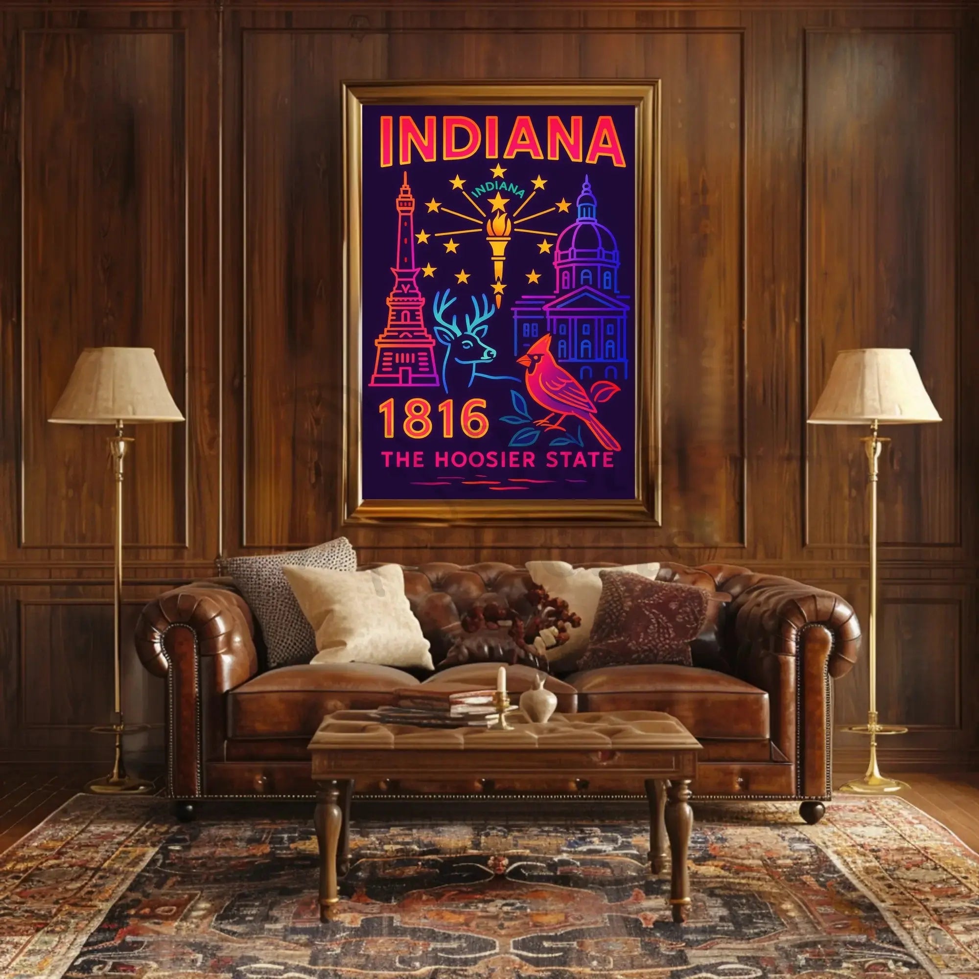 Indiana 1816 Vibrant Heritage Poster - Cultural or Heritage Poster PosterGoat