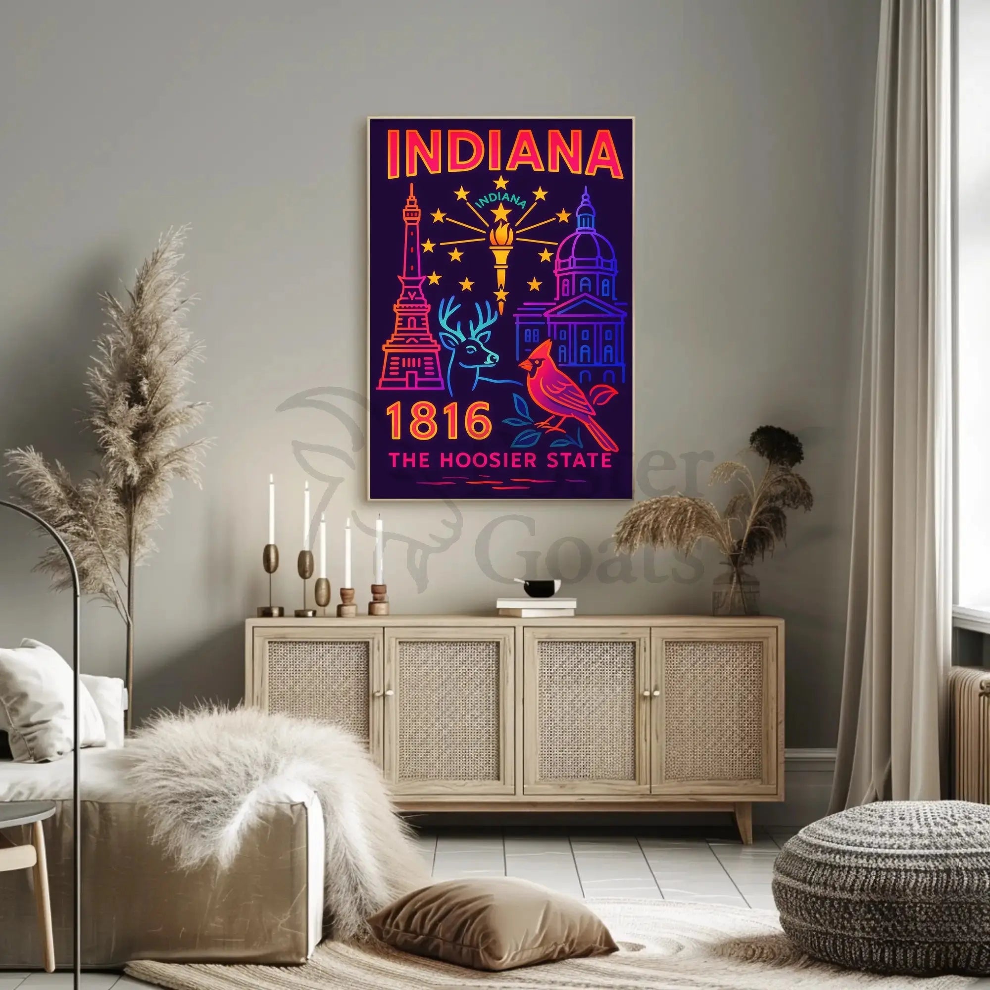 Indiana 1816 Vibrant Heritage Poster - Cultural or Heritage Poster PosterGoat