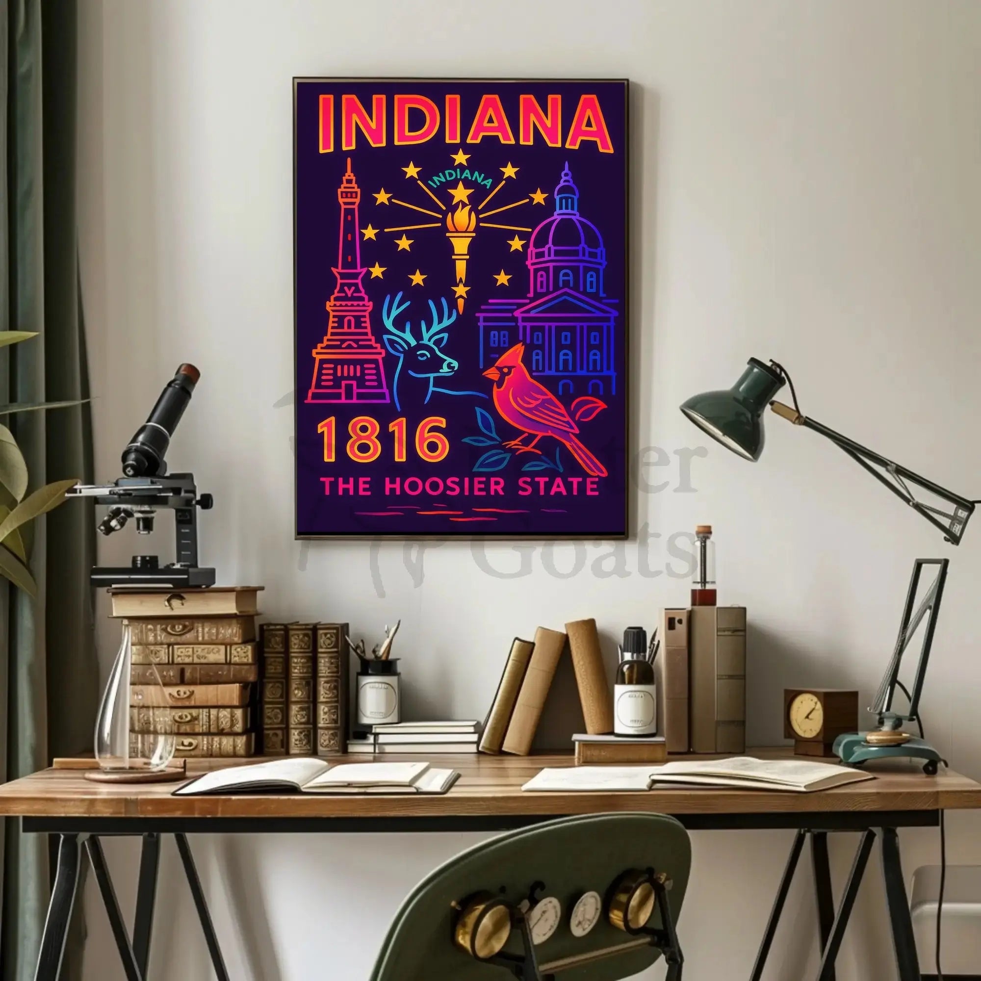 Indiana 1816 Vibrant Heritage Poster - Cultural or Heritage Poster PosterGoat