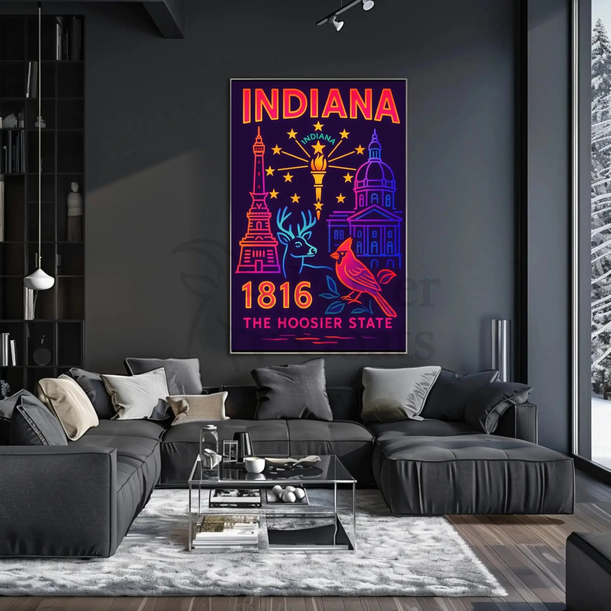 Indiana 1816 Vibrant Heritage Poster - Cultural or Heritage Poster PosterGoat