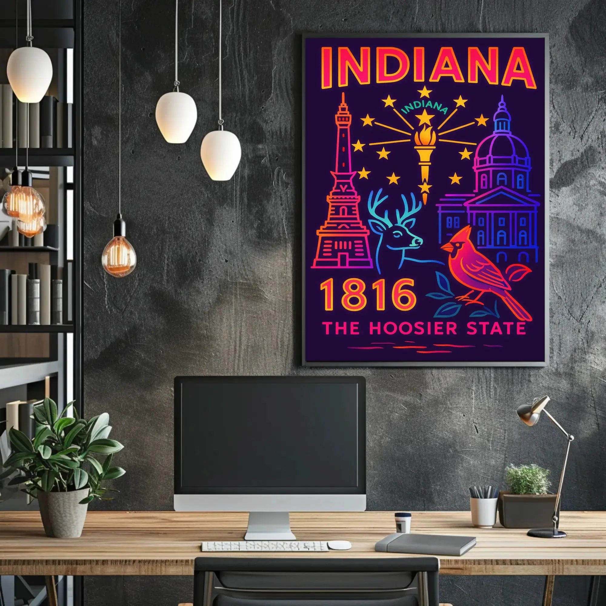 Indiana 1816 Vibrant Heritage Poster - Cultural or Heritage Poster PosterGoat