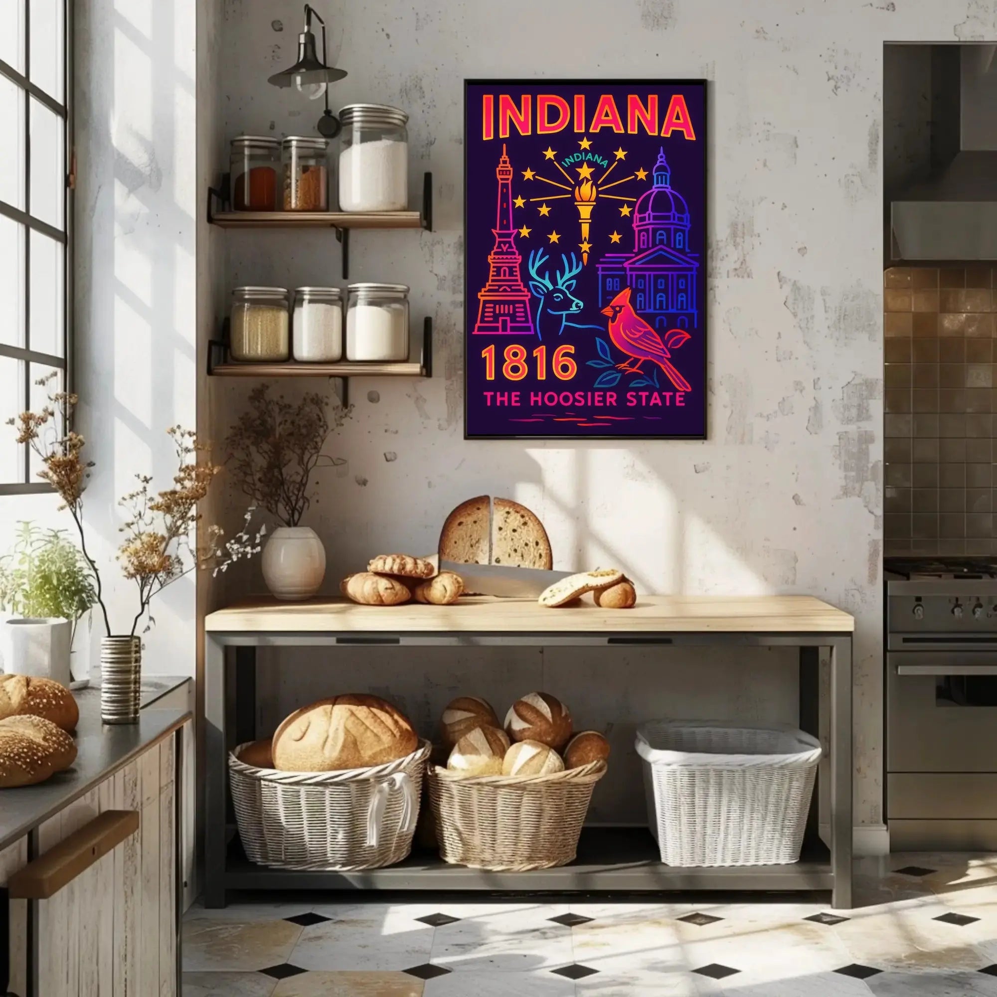 Indiana 1816 Vibrant Heritage Poster - Cultural or Heritage Poster PosterGoat