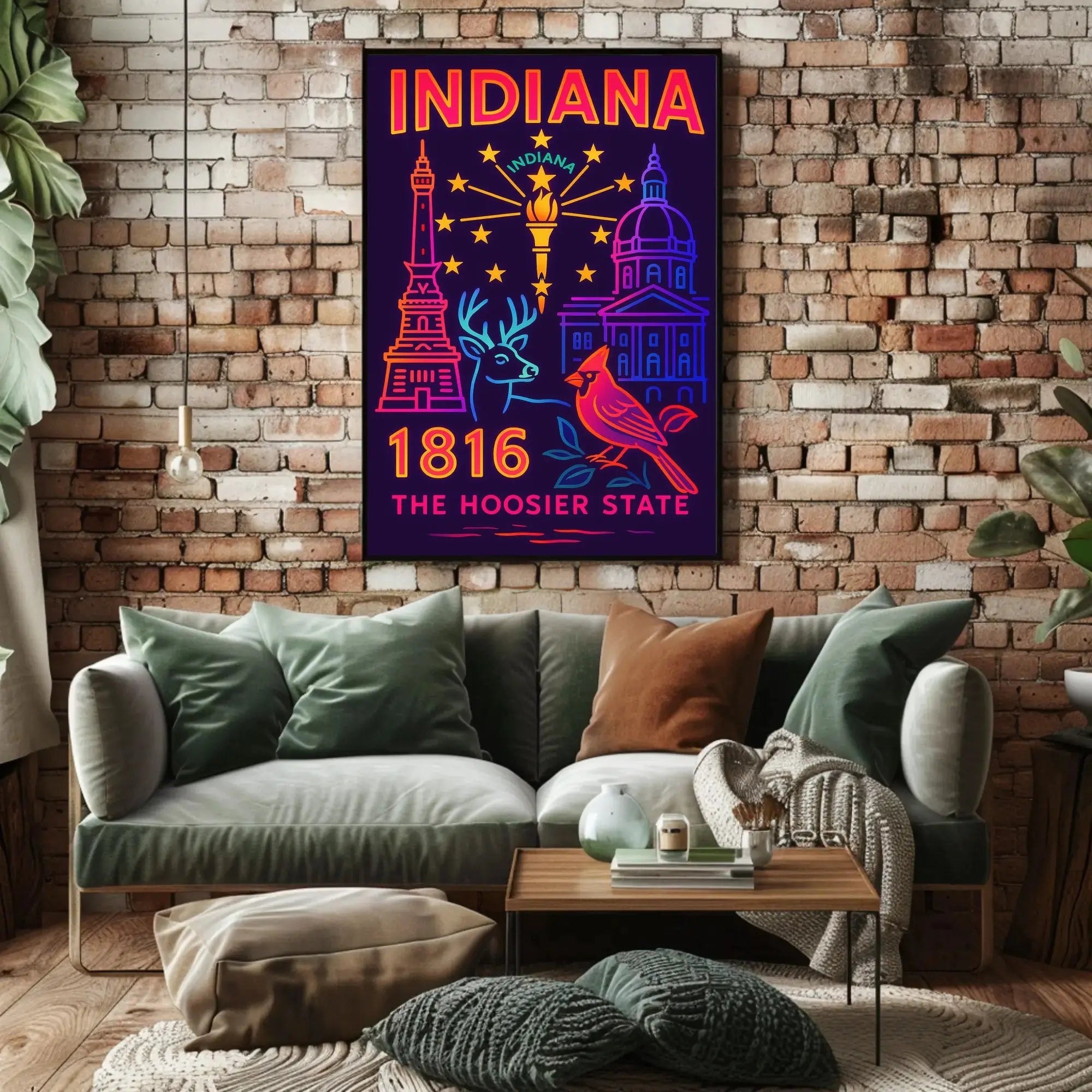 Indiana 1816 Vibrant Heritage Poster - Cultural or Heritage Poster PosterGoat