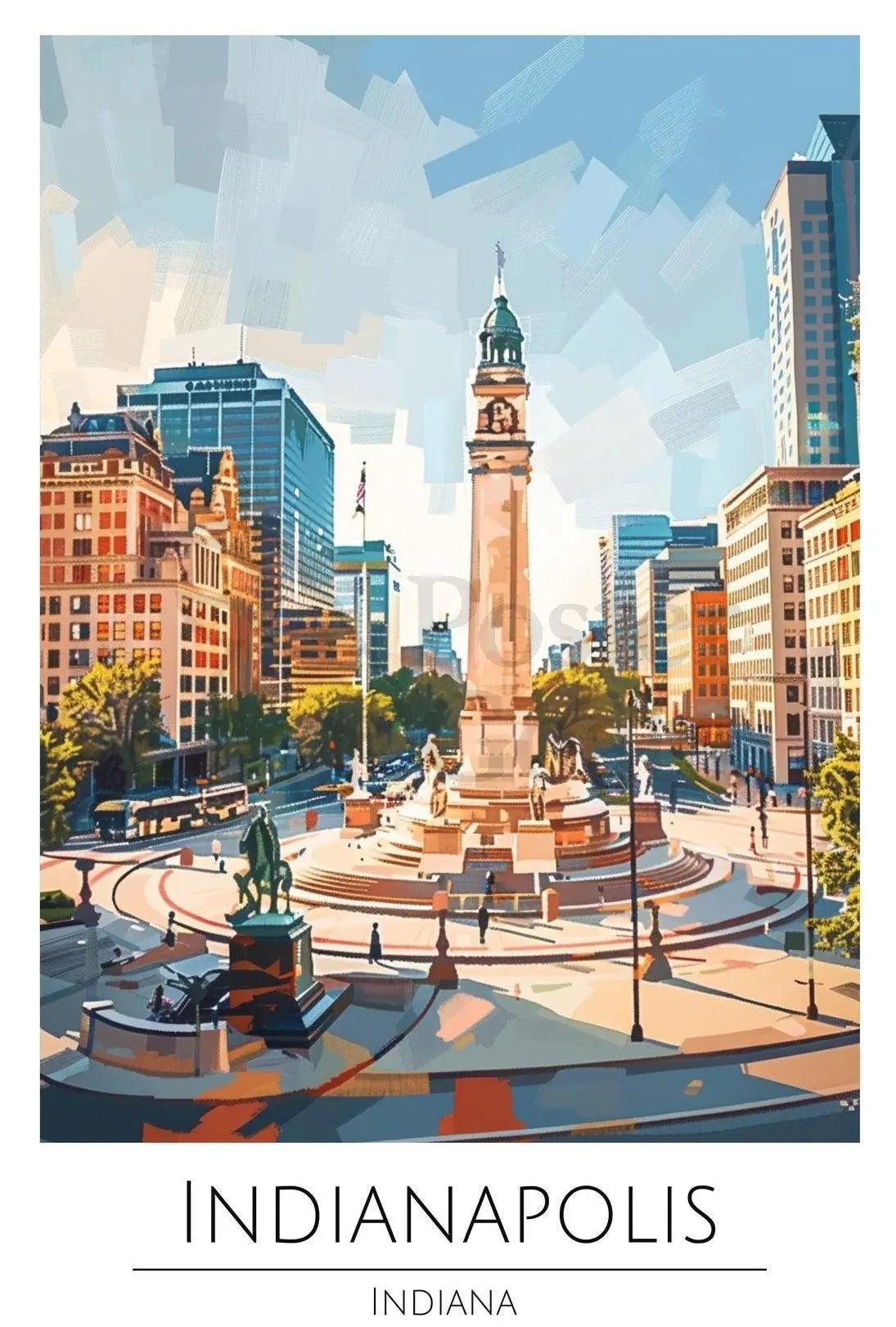 Indianapolis Monument Circle Urban Elegance Travel Poster PosterGoat