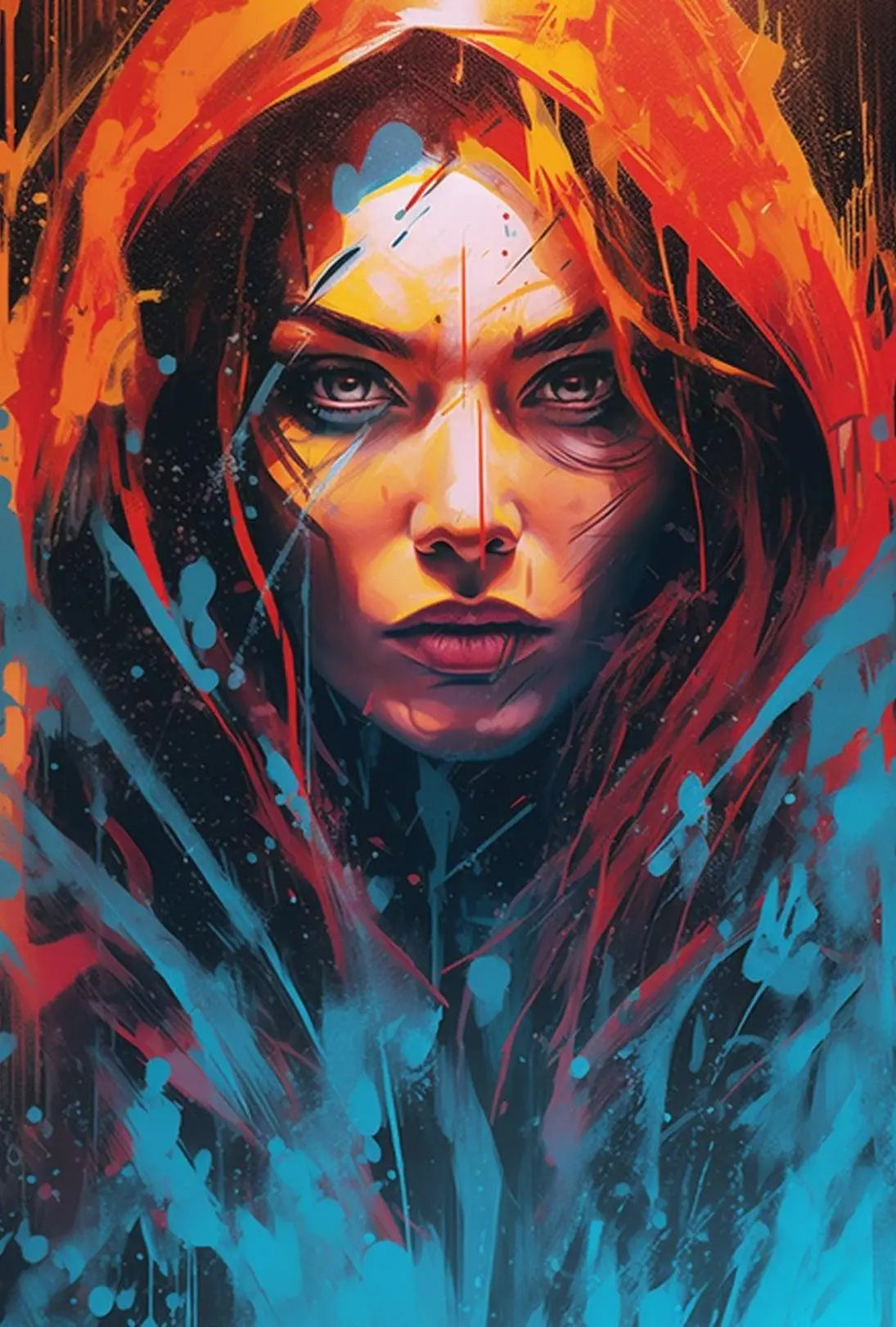 Intense Gaze Dynamic Portrait Artistic or Pop Culture Poster PosterGoat