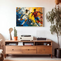 Intense Soccer Rivalry in Action: Sports Poster PosterGoat