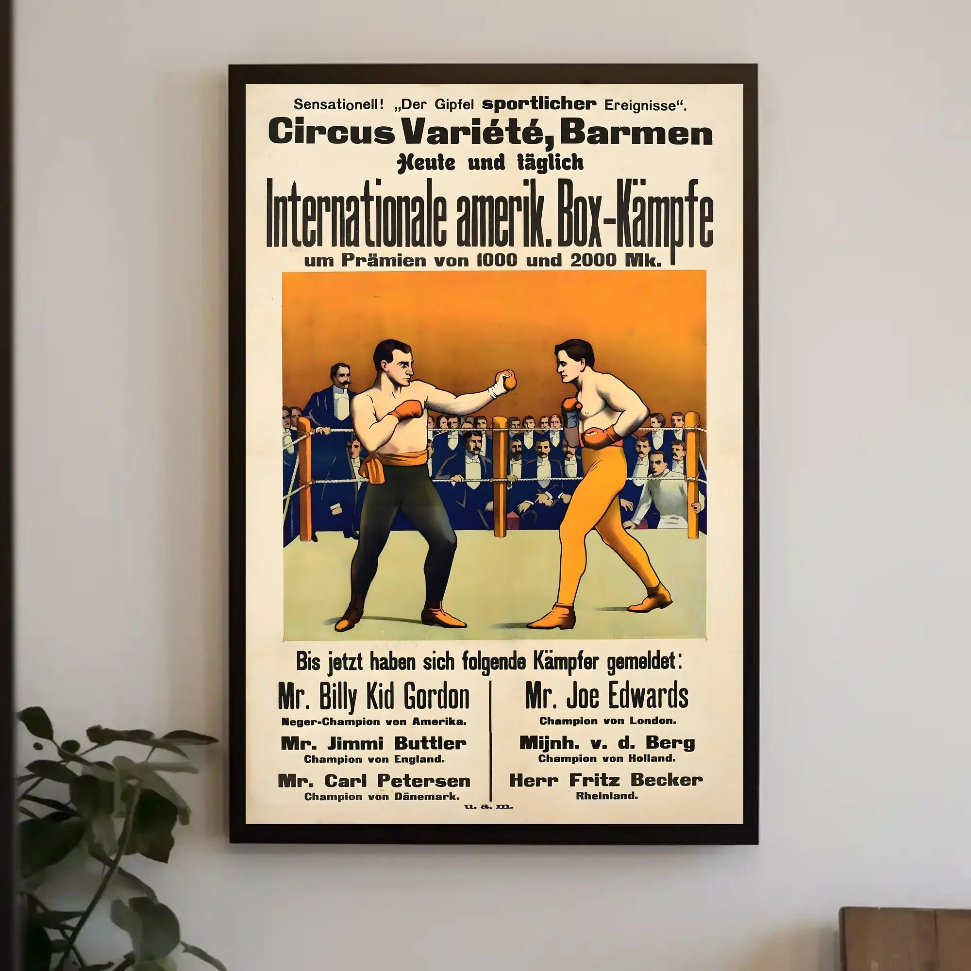 International Boxing Event Poster with Vintage Illustrative Style PosterGoat