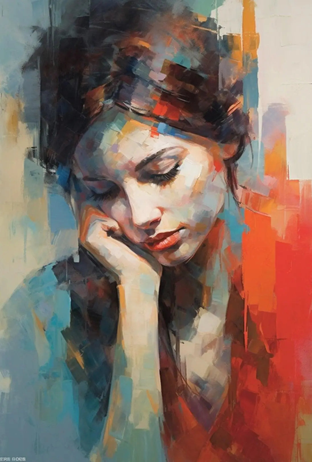 Introspective Beauty: Impressionistic Artistic Poster PosterGoat