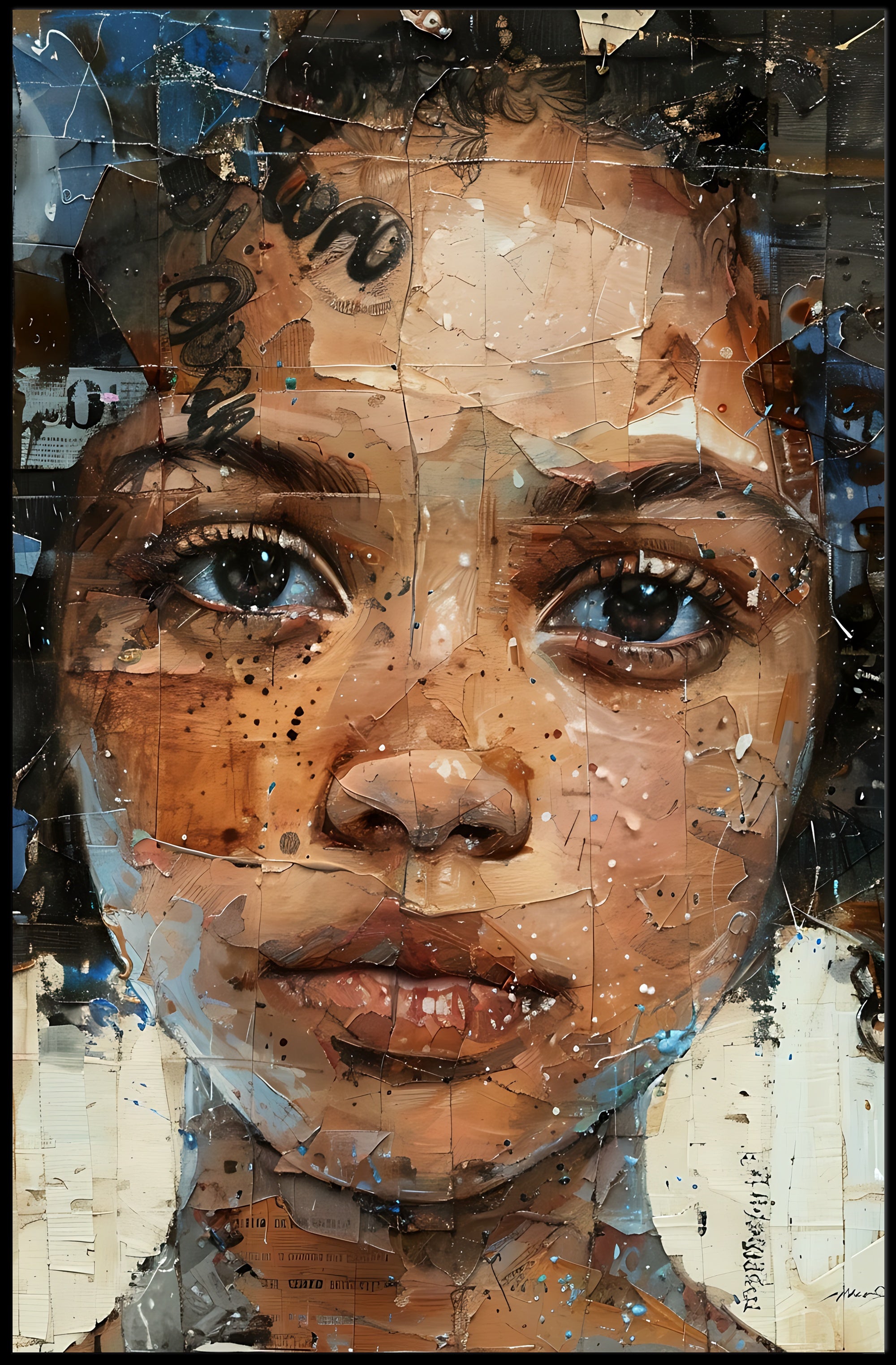 Introspective Mosaic Portrait Art in Abstract or Artistic Poster PosterGoat