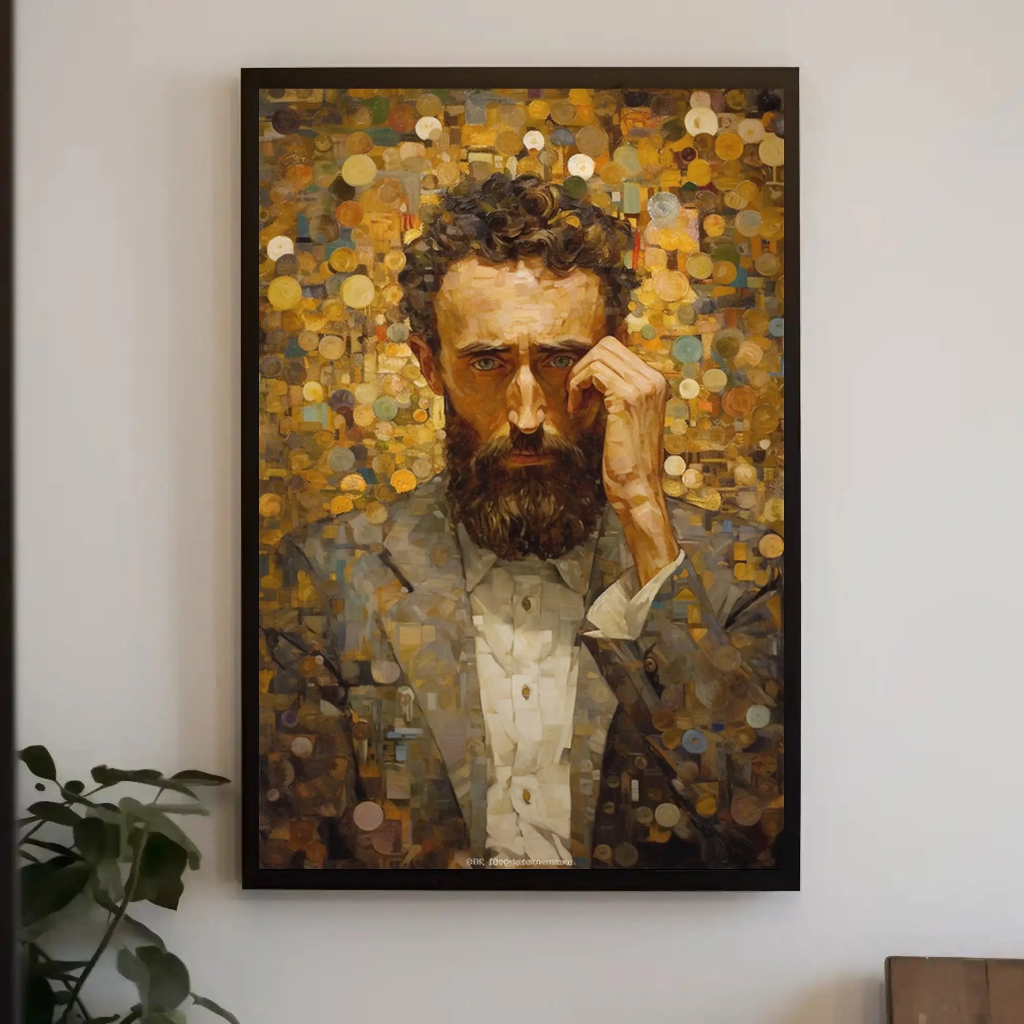Introspective Portrait in Mosaic Style Artistic Poster PosterGoat