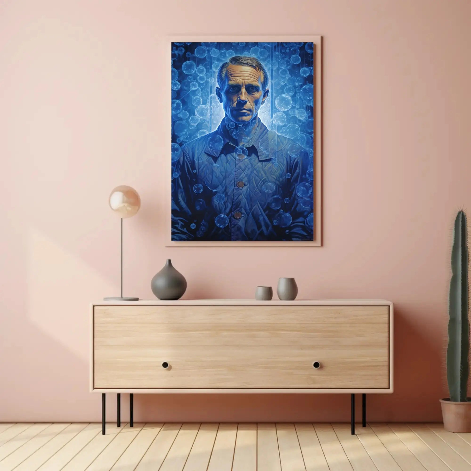 Introspective Surrealism with Bubbles Artistic Poster PosterGoat
