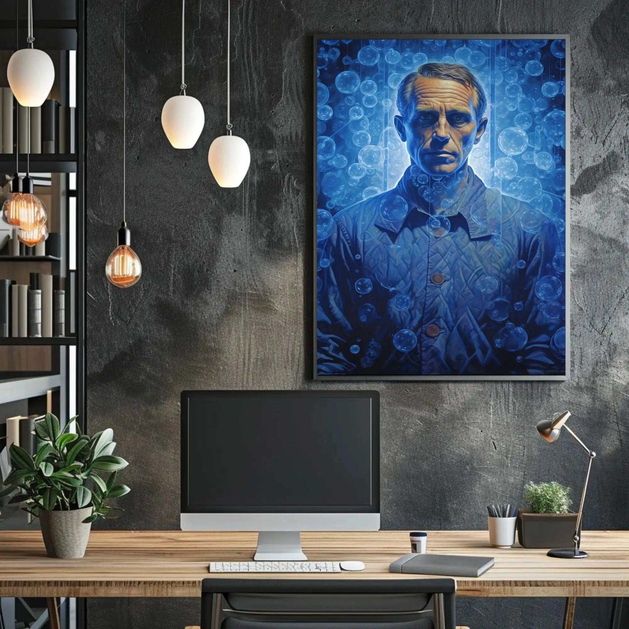 Introspective Surrealism with Bubbles Artistic Poster PosterGoat