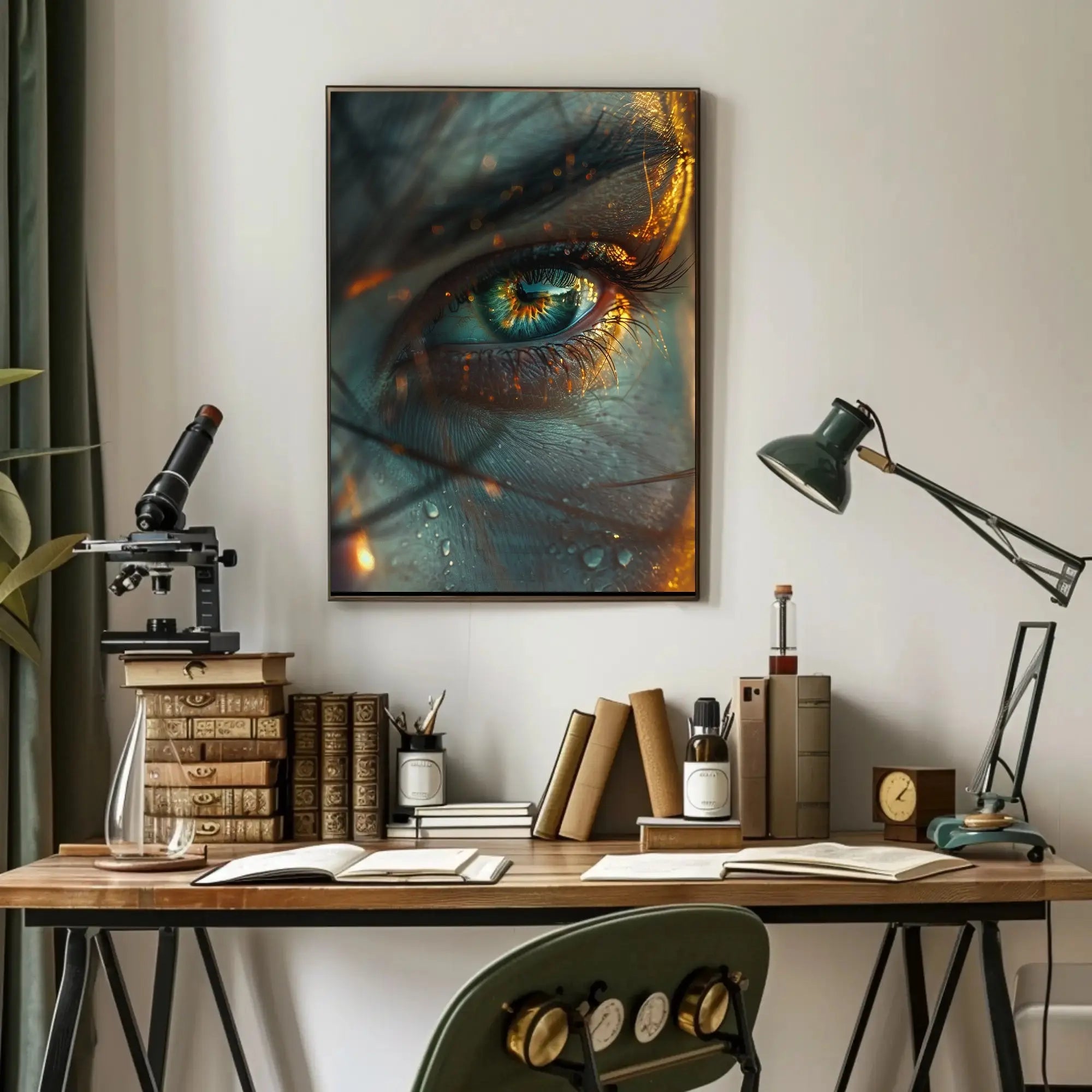 Introspective Visionary Eye with Surreal Elements Artistic Poster PosterGoat
