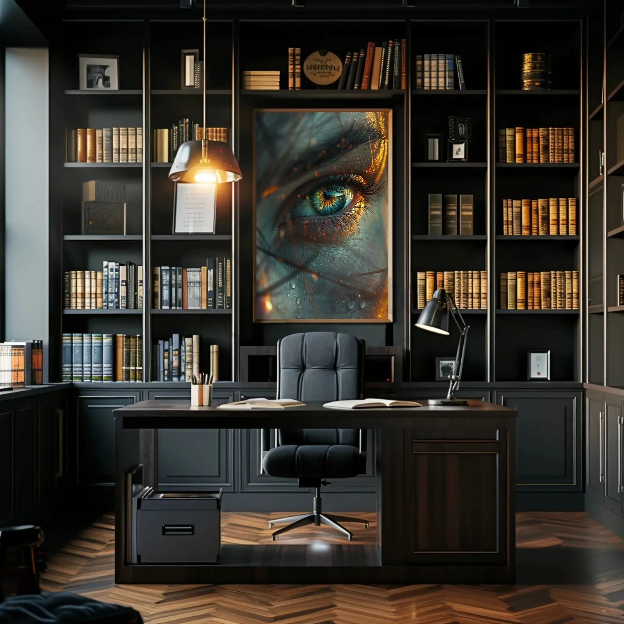 Introspective Visionary Eye with Surreal Elements Artistic Poster PosterGoat