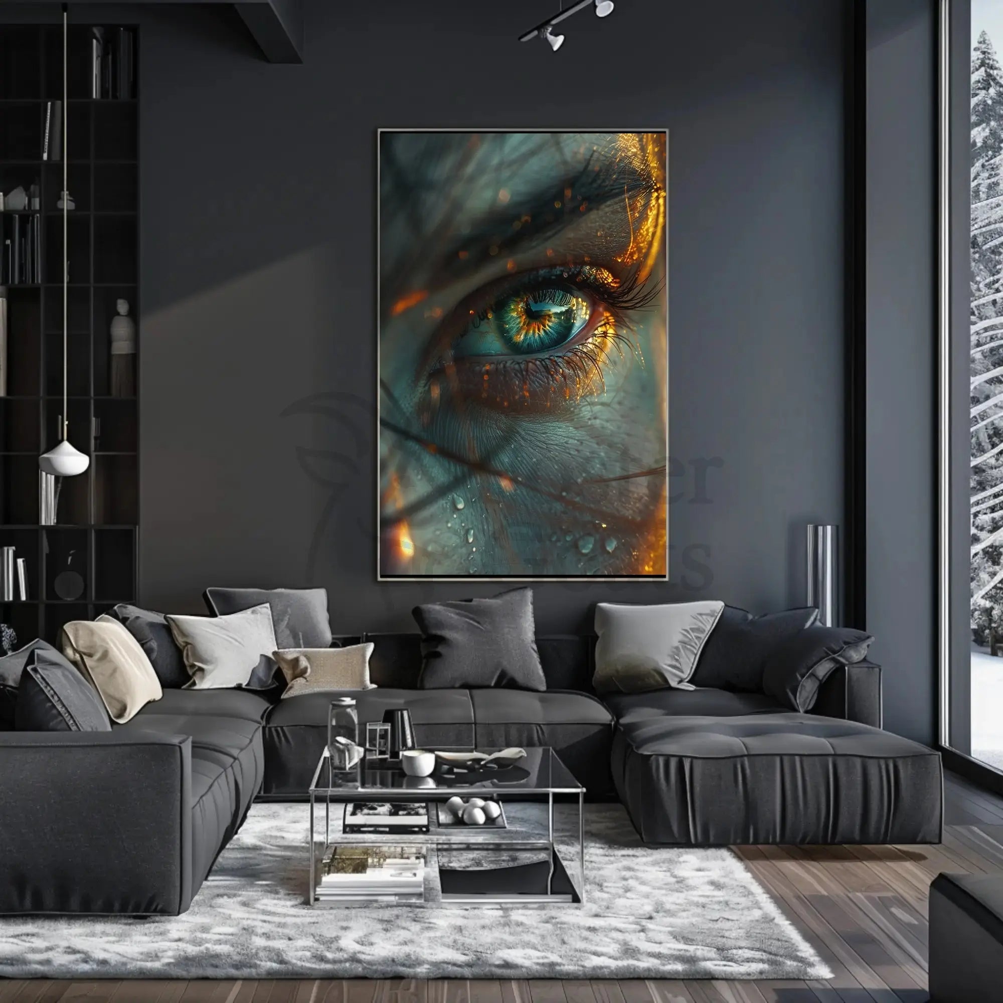 Introspective Visionary Eye with Surreal Elements Artistic Poster PosterGoat