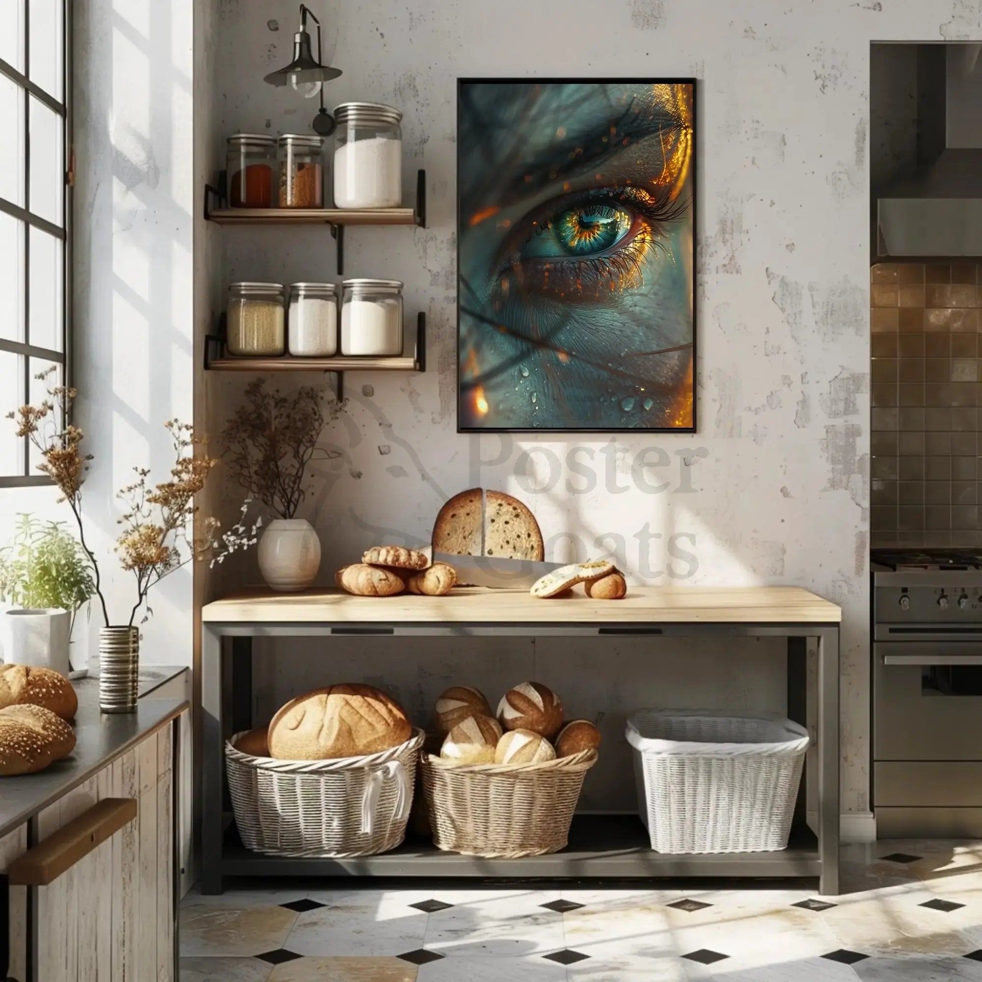 Introspective Visionary Eye with Surreal Elements Artistic Poster PosterGoat