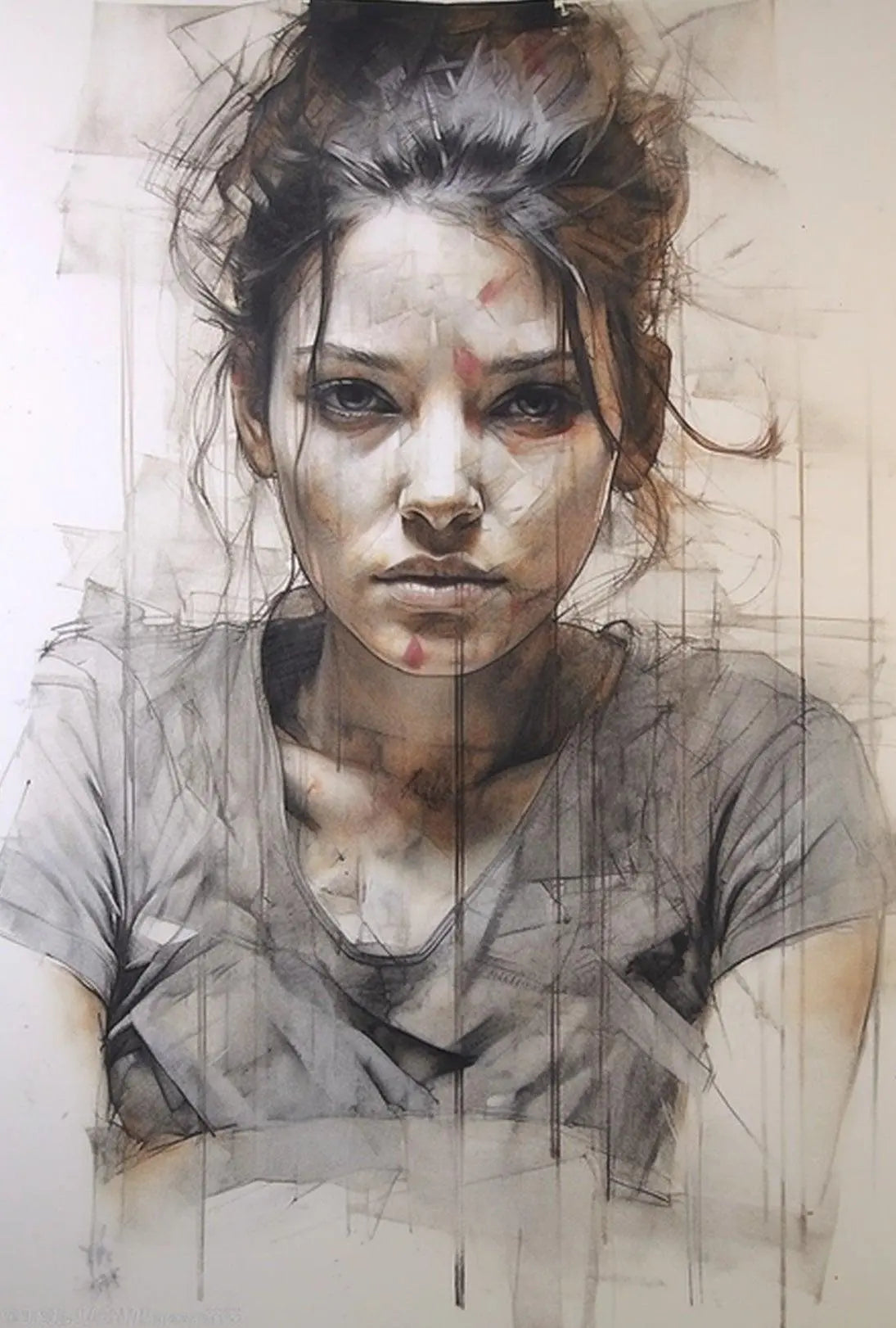 Introspective Young Woman Artistic Portrait Poster PosterGoat