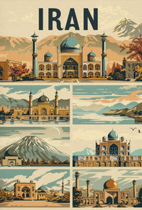 Iranian Architectural Landmarks Vintage Travel Poster PosterGoat