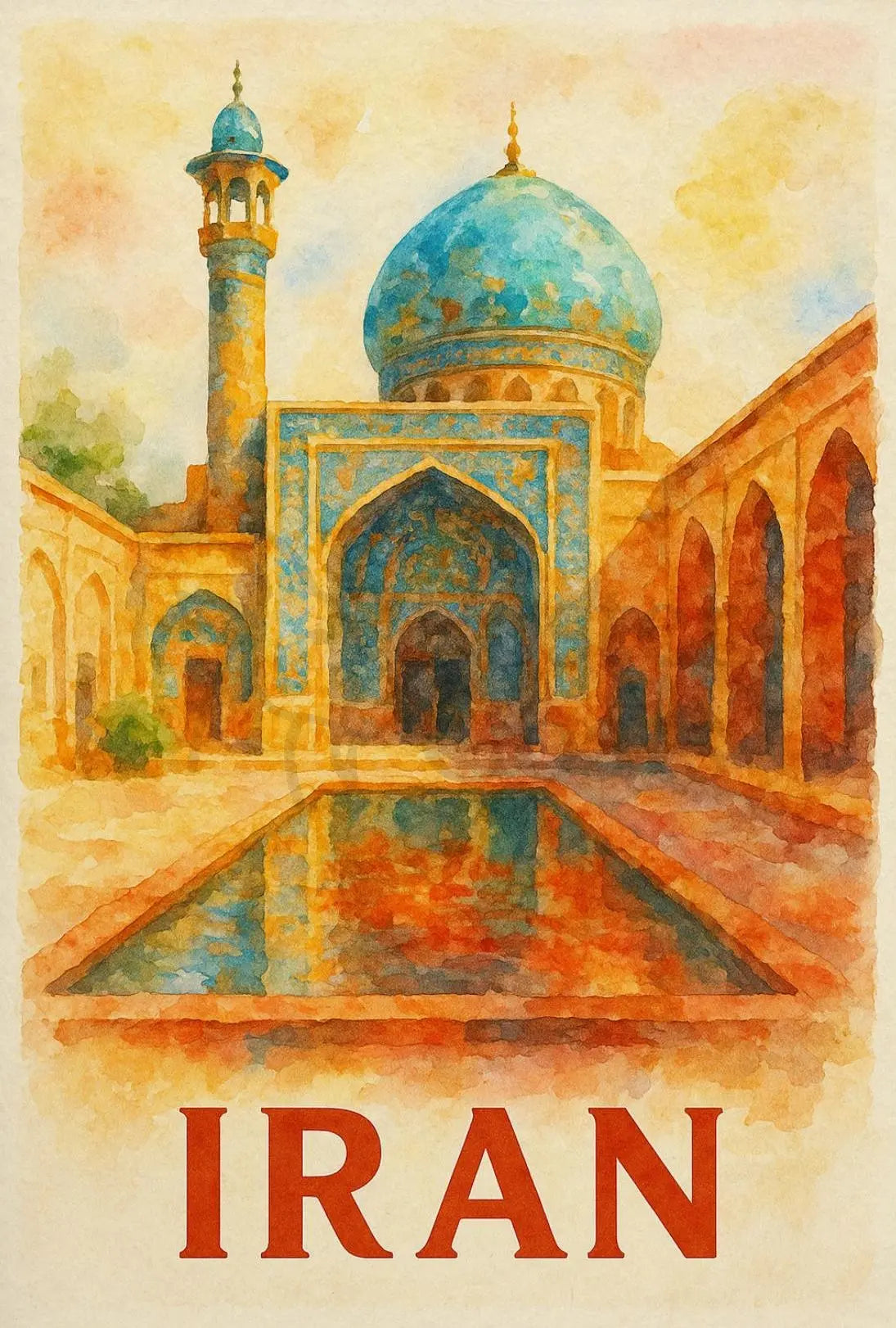 Iranian Architecture Watercolor Artwork Cultural or Heritage Poster PosterGoat