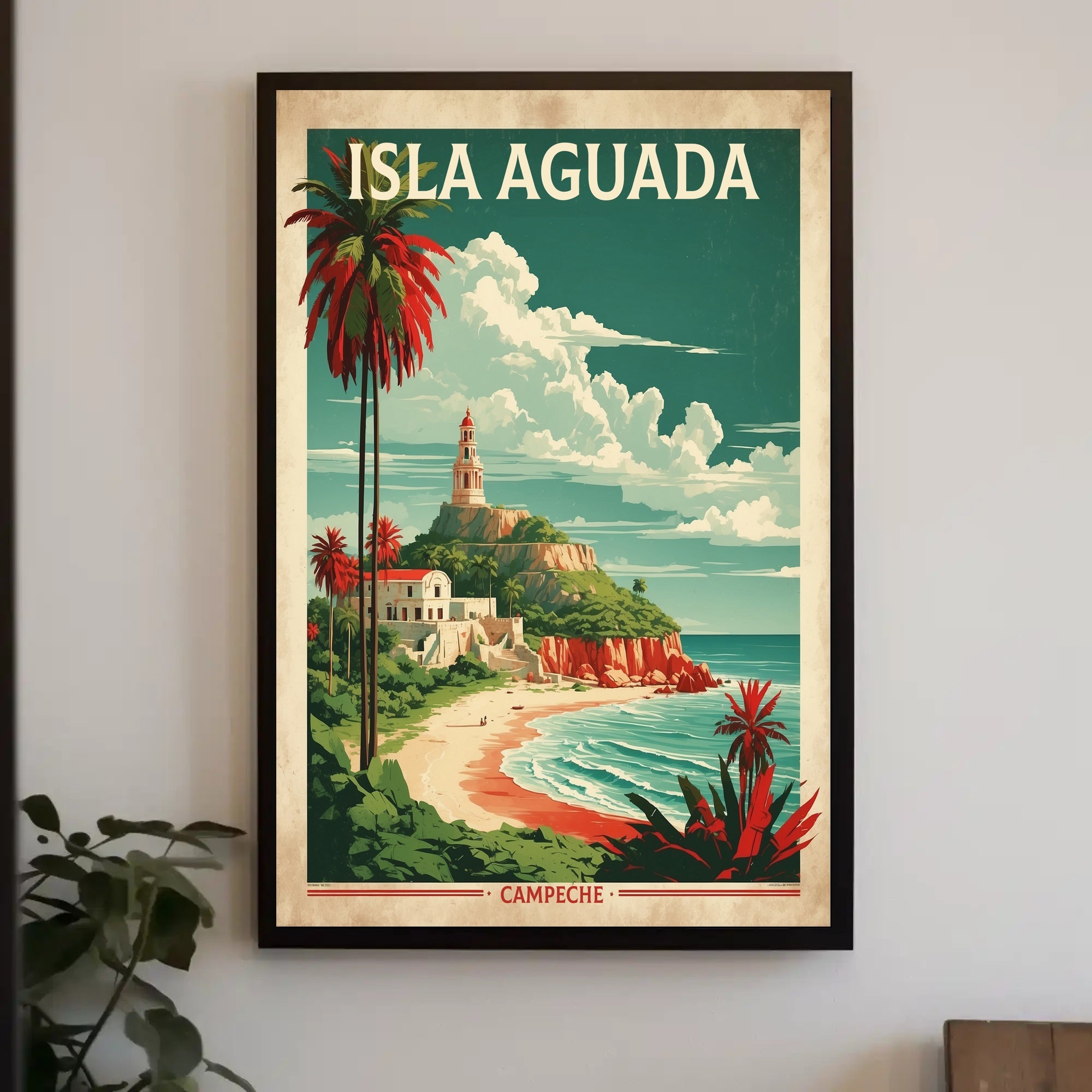 Isla Aguada Coastal Scene Vintage Travel Poster PosterGoat