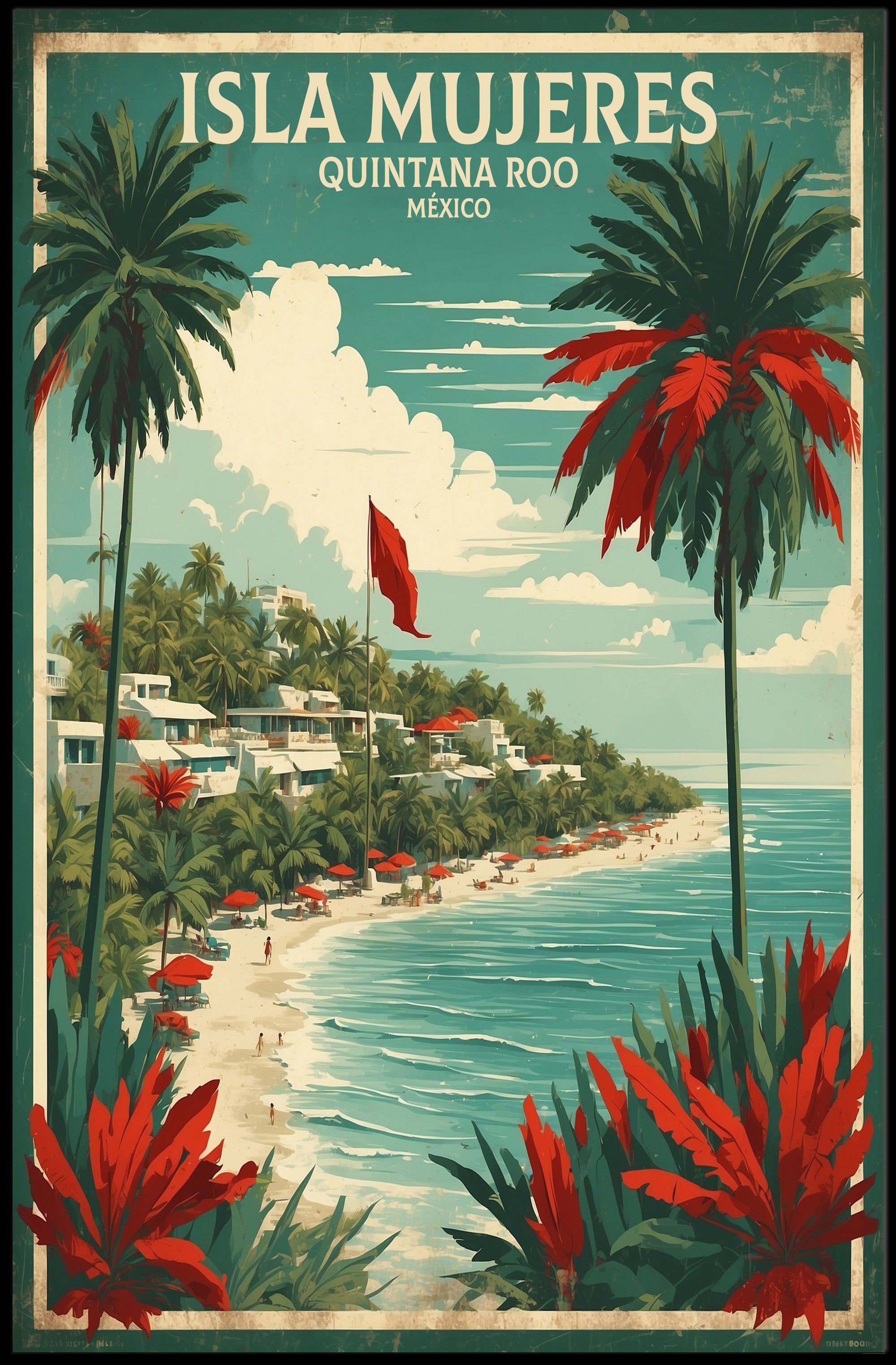 Isla Mujeres Vintage Travel Poster PosterGoat