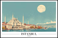 Istanbul Skyline at Moonlight: Travel Poster PosterGoat