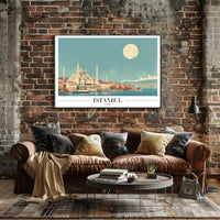 Istanbul Skyline at Moonlight: Travel Poster PosterGoat