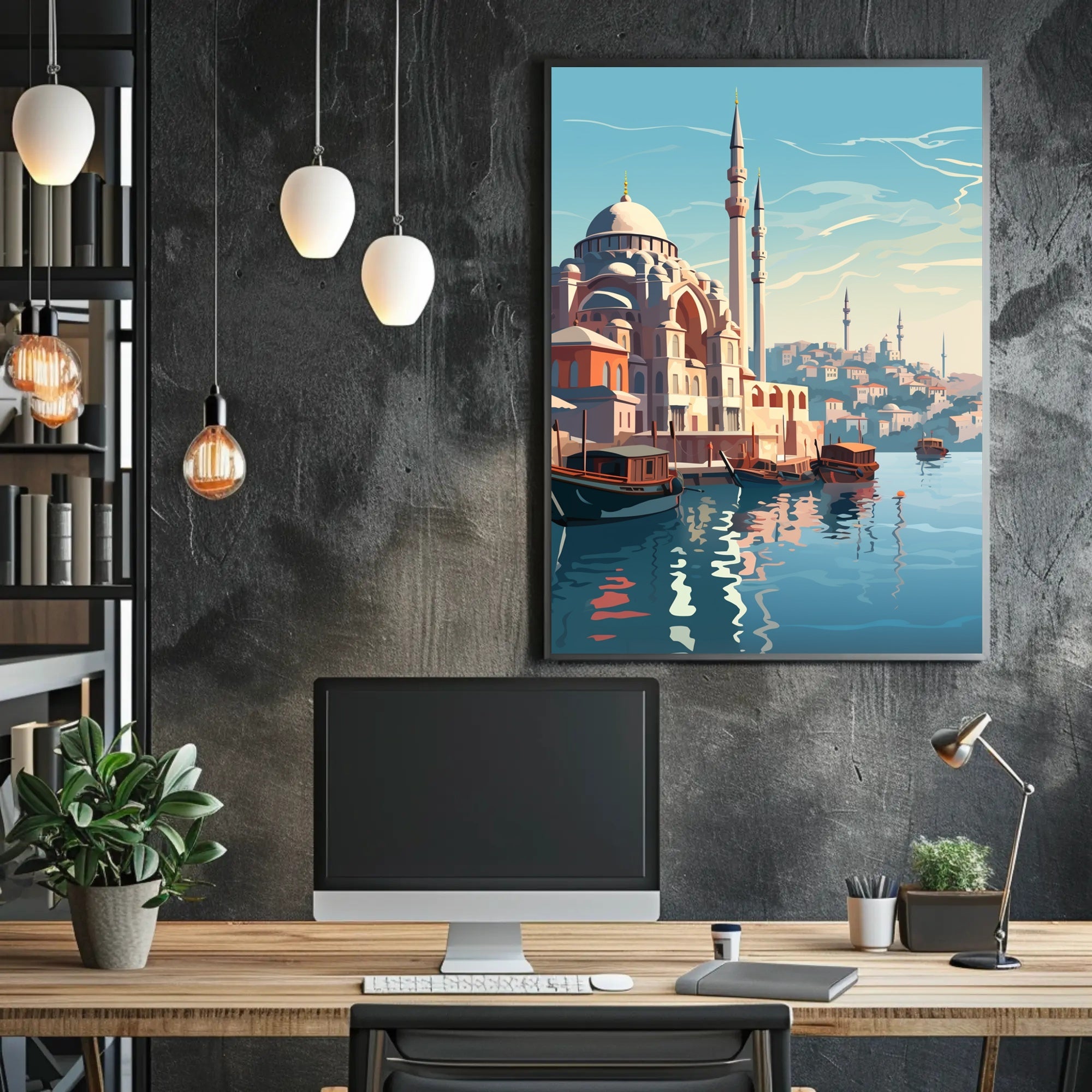Istanbul Waterfront Serenity: Urban or Cityscape Poster PosterGoat