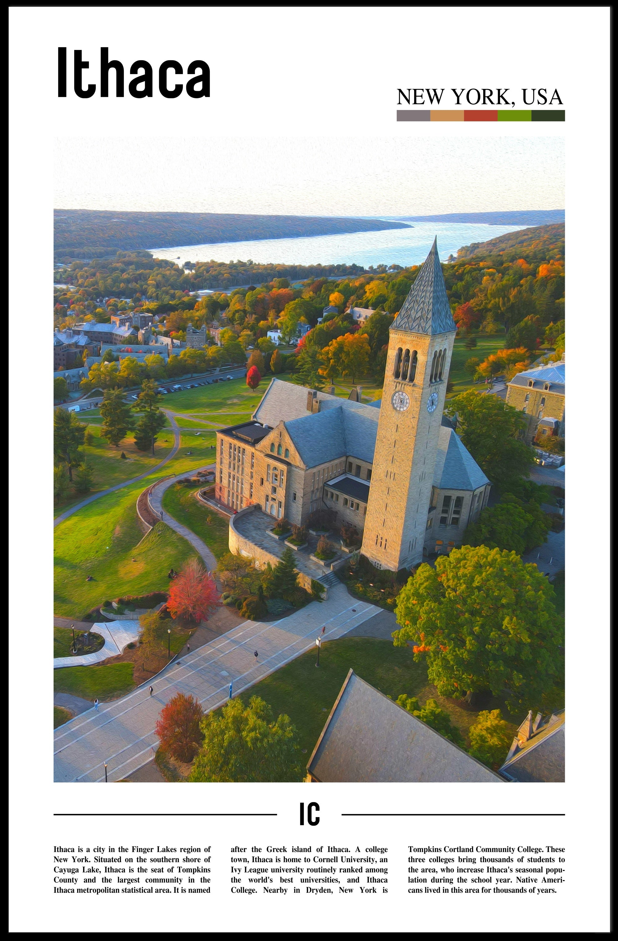 Ithaca Campus New York Travel Poster PosterGoat