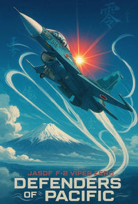 JASDF F-2 Fighter Jet in Heroic Poster PosterGoat