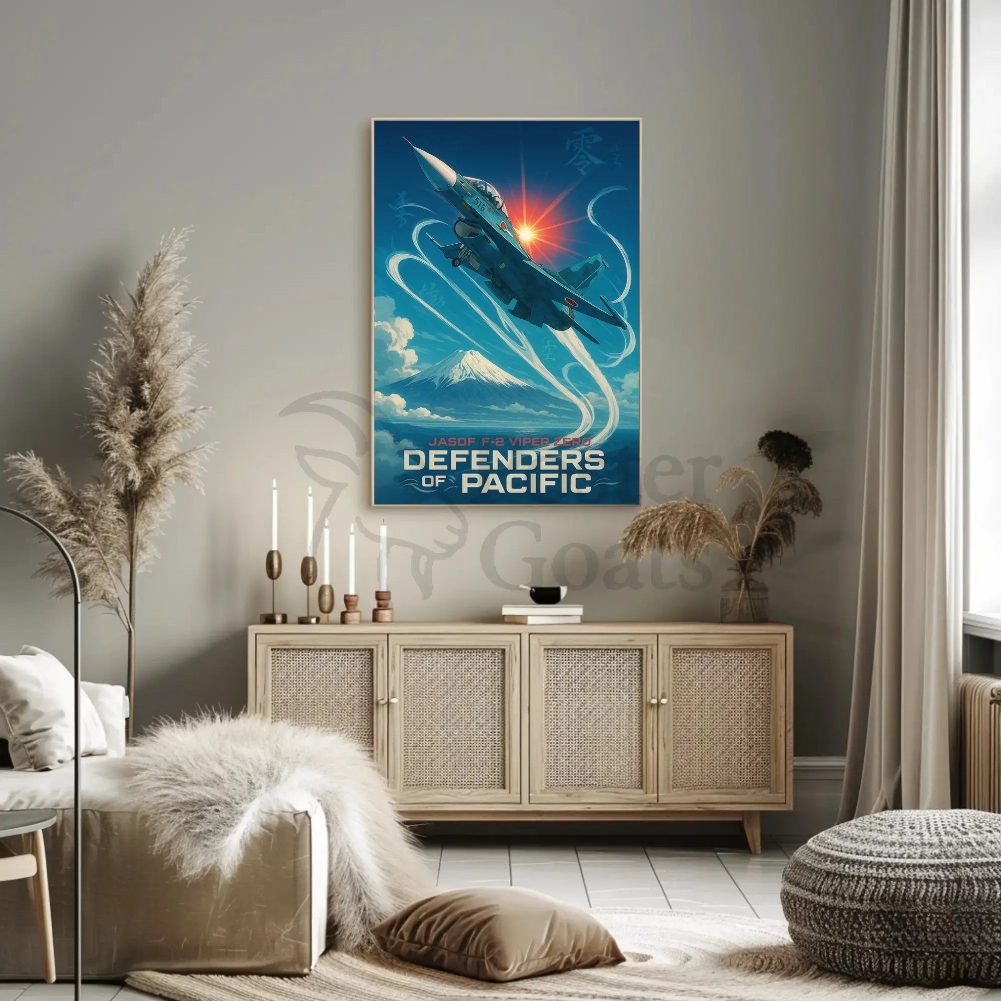JASDF F-2 Fighter Jet in Heroic Poster PosterGoat