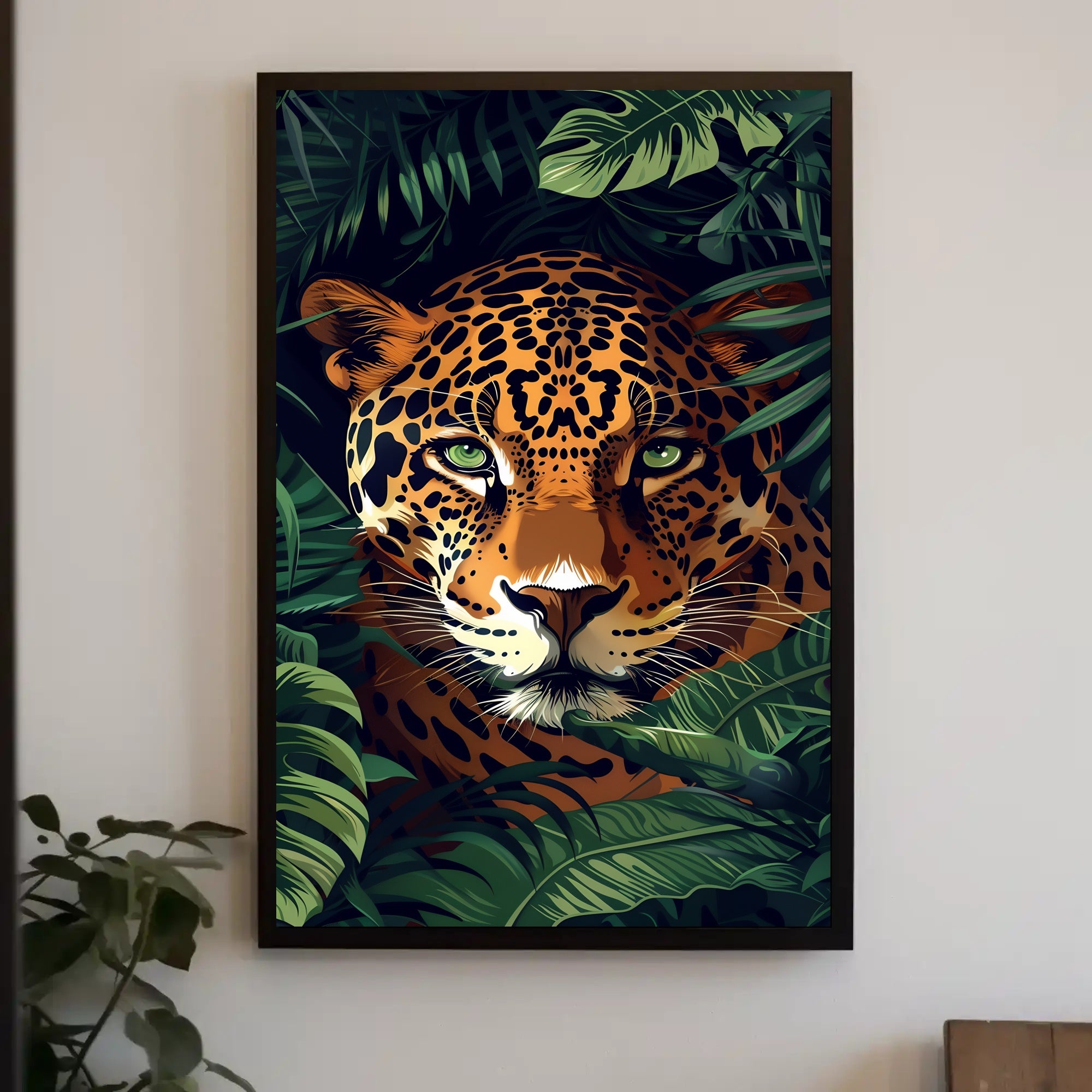 Jaguar in Lush Jungle: Vibrant Animal Poster PosterGoat