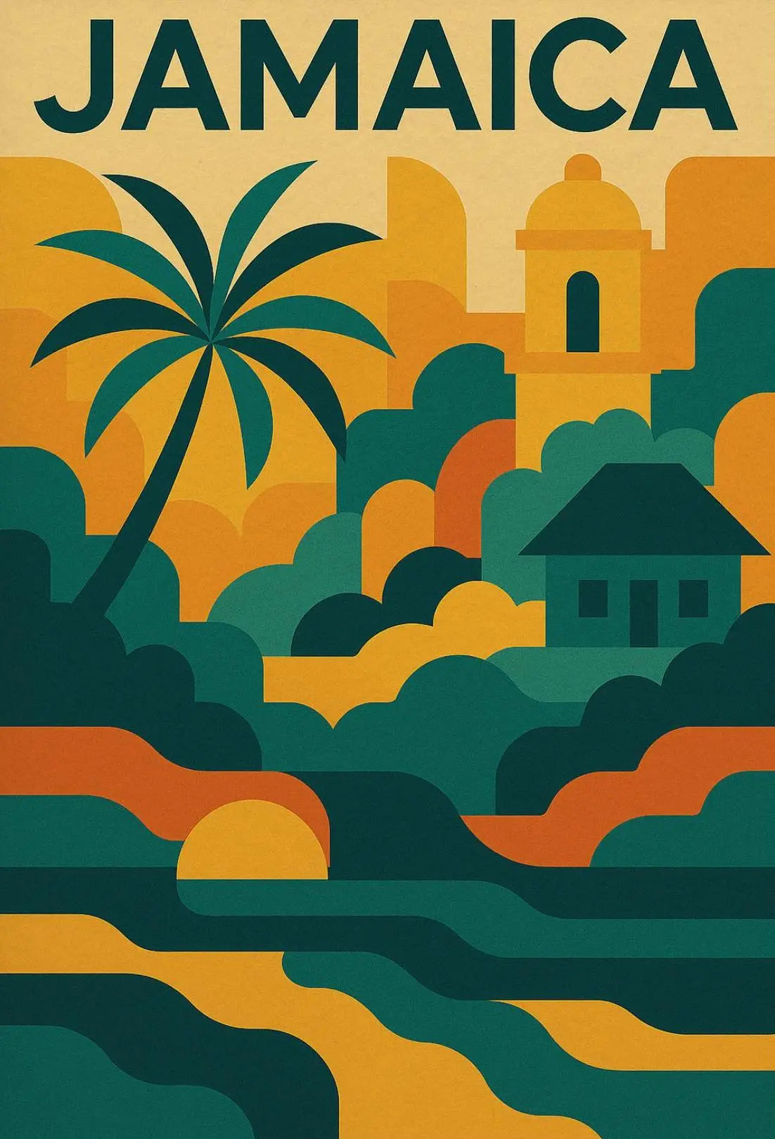 Jamaica Coastal Vibes Travel Poster PosterGoat