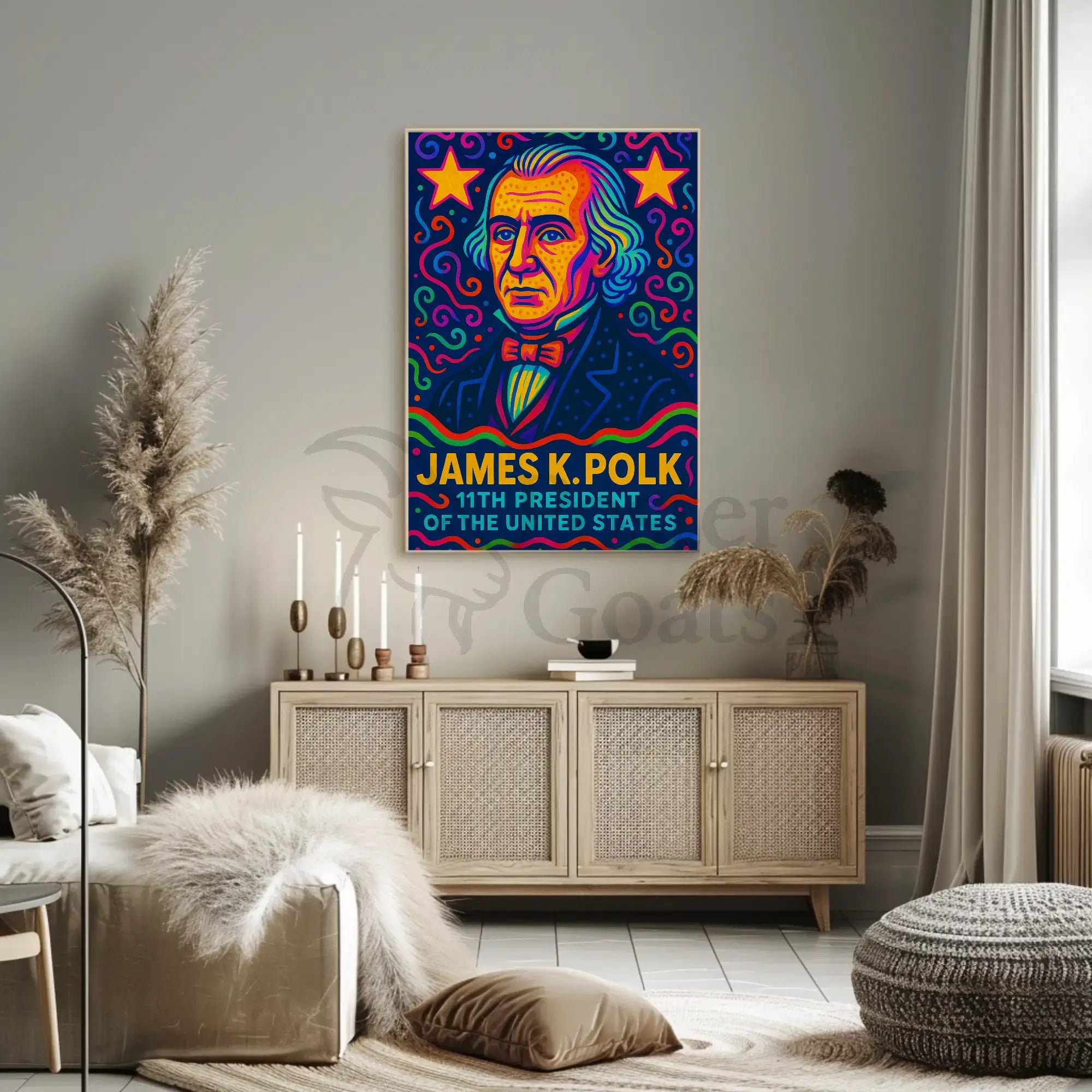 James K. Polk Vibrant Presidential Historical Poster PosterGoat