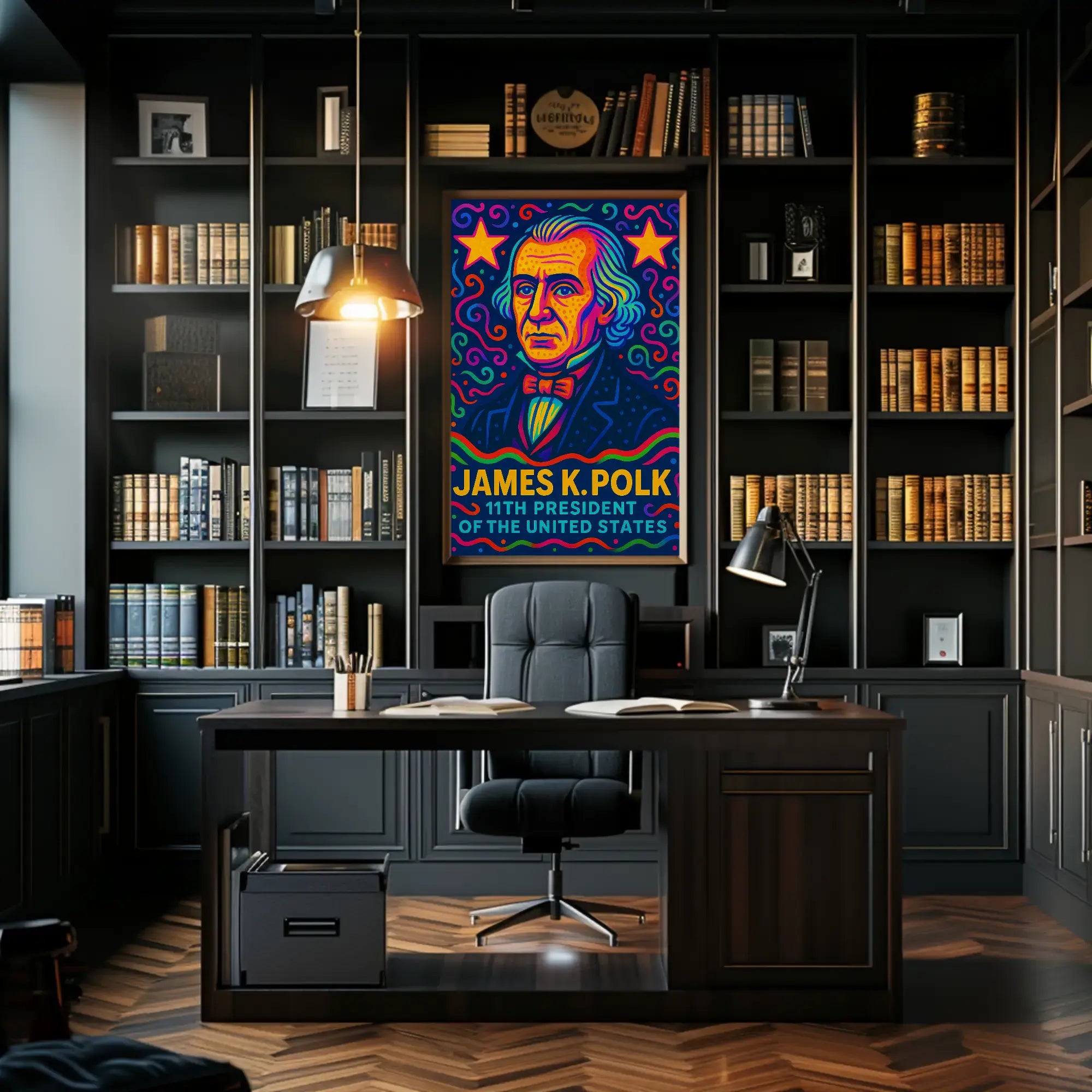 James K. Polk Vibrant Presidential Historical Poster PosterGoat
