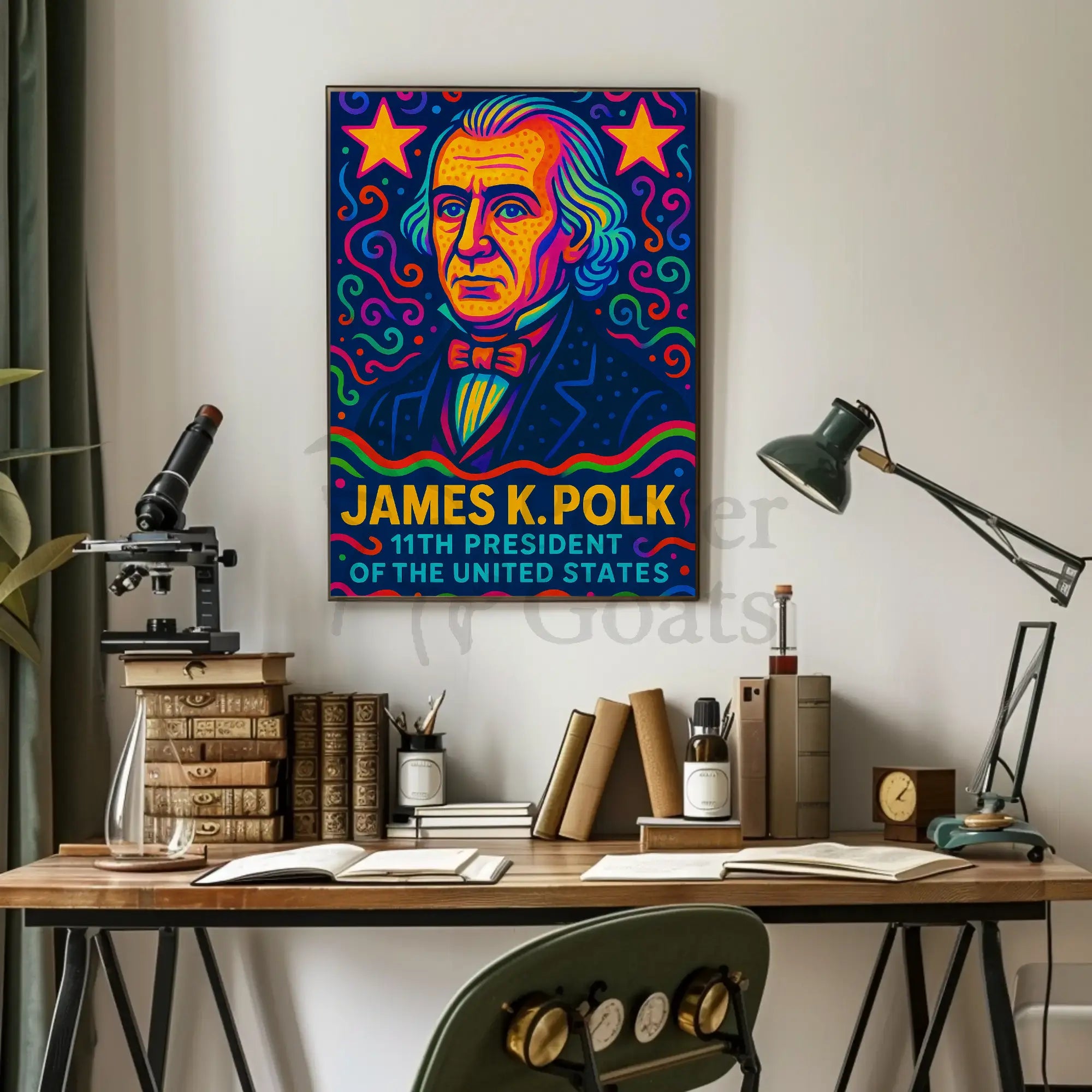 James K. Polk Vibrant Presidential Historical Poster PosterGoat