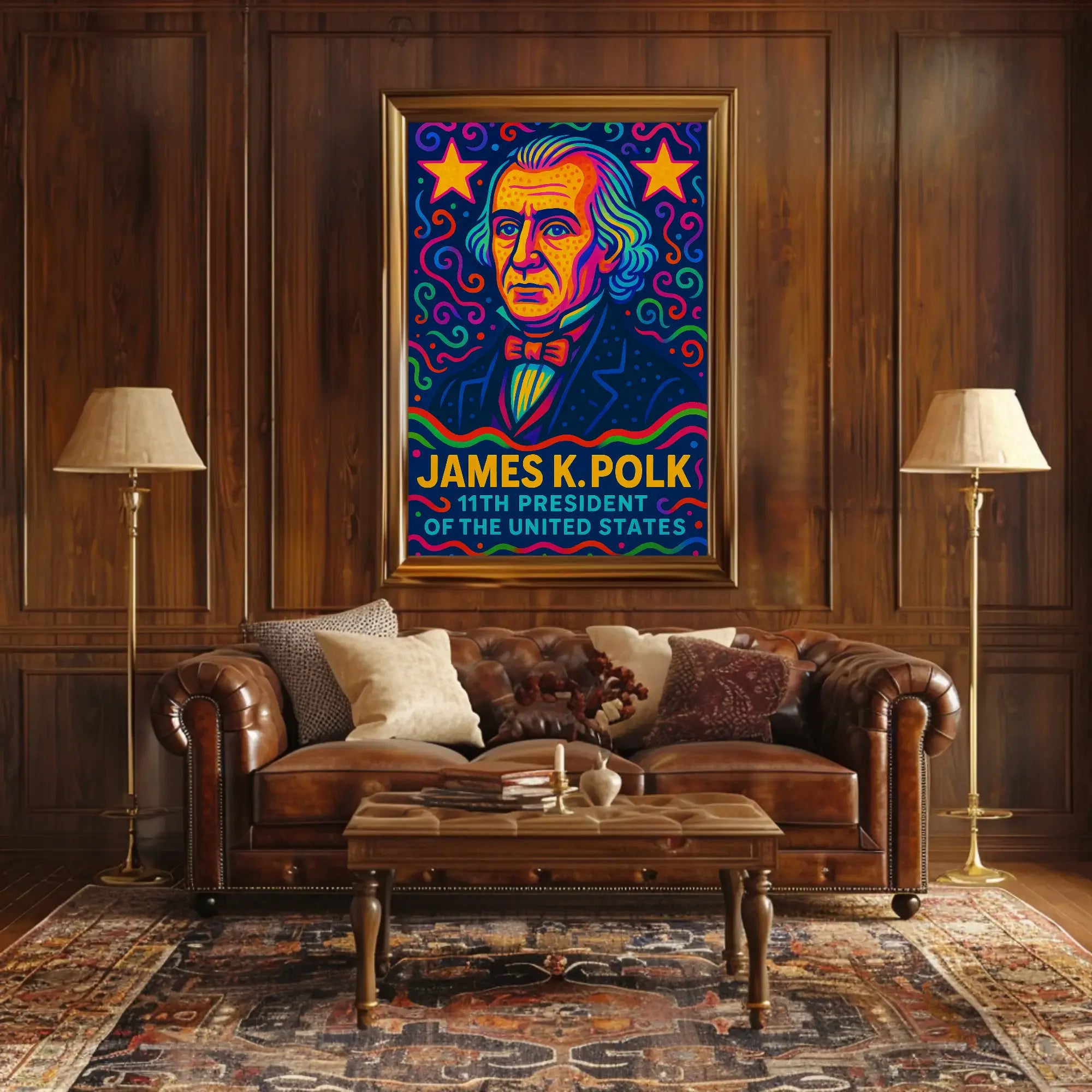 James K. Polk Vibrant Presidential Historical Poster PosterGoat
